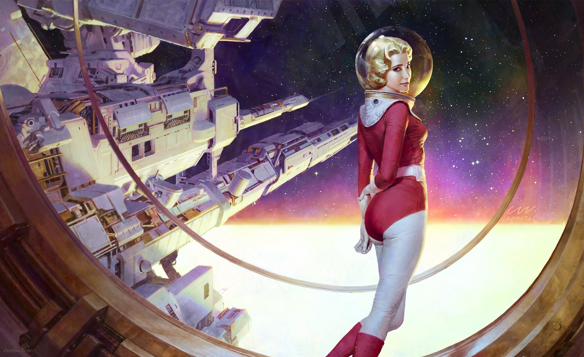 Science Fiction Astronaut Artwork Retro Science Fiction 1920x1174