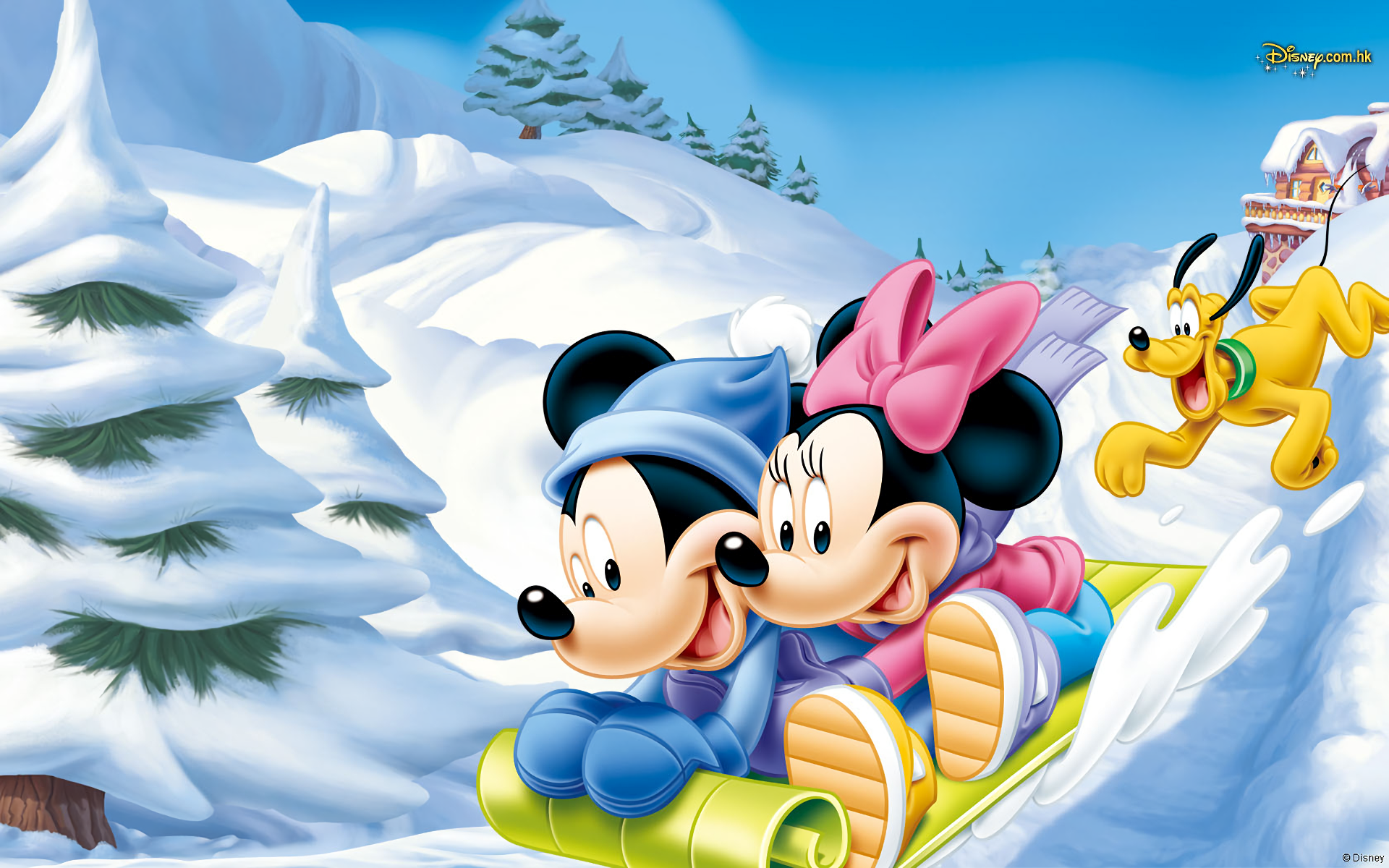 Mickey Mouse Minnie Mouse Pluto Snow 1920x1200