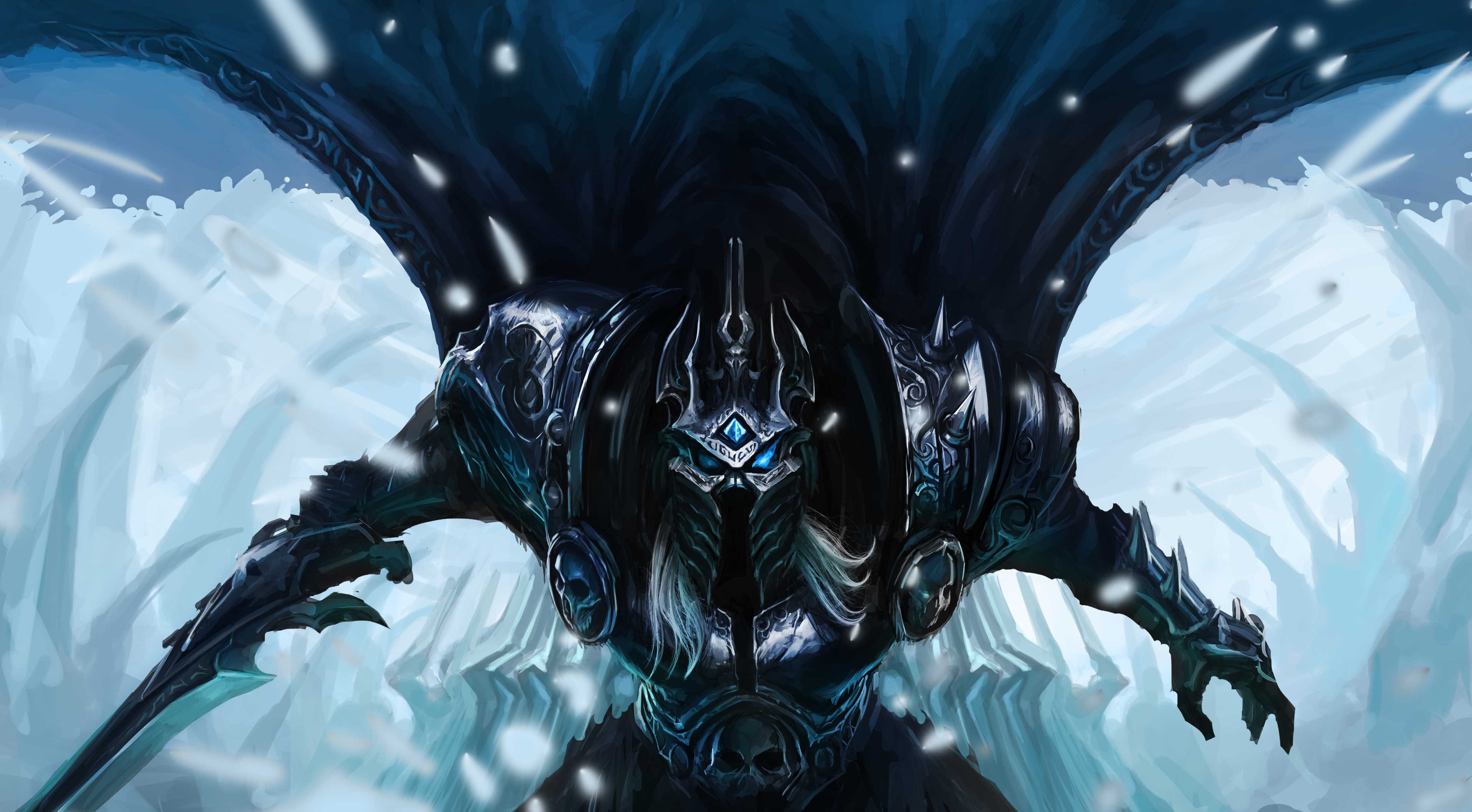 Chenbo Fantasy Art Lich King Warcraft World Of Warcraft Weapon Armor Sword Blue Eyes Glowing Eyes Sn 4167x2300