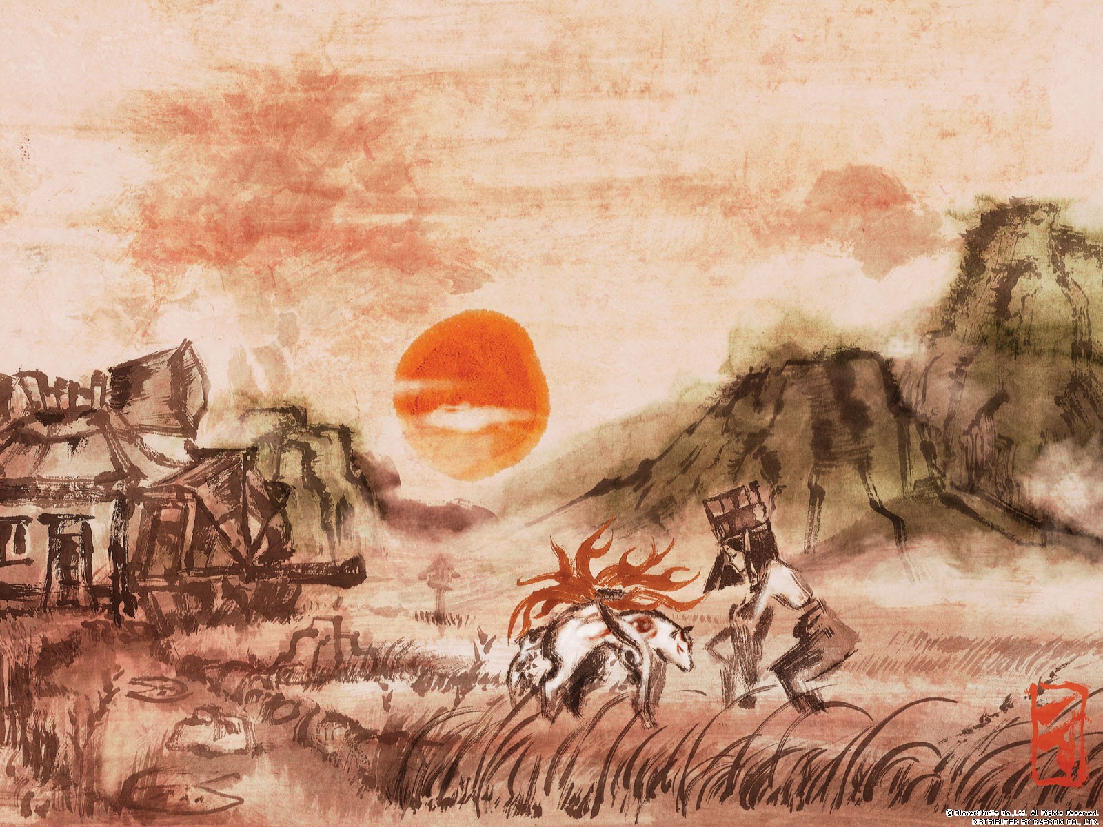 Okami Sun Artwork Video Games 1600x1200
