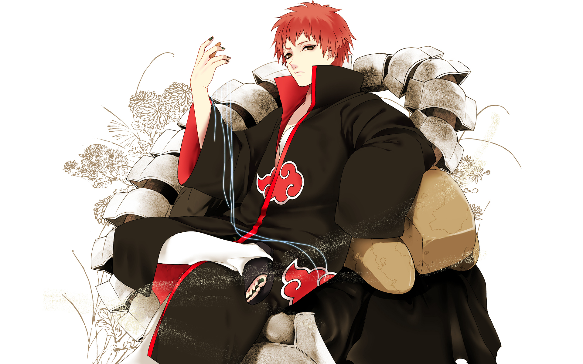 Sasori Naruto Naruto Akatsuki Naruto Short Hair Red Hair Red Eyes 1920x1200