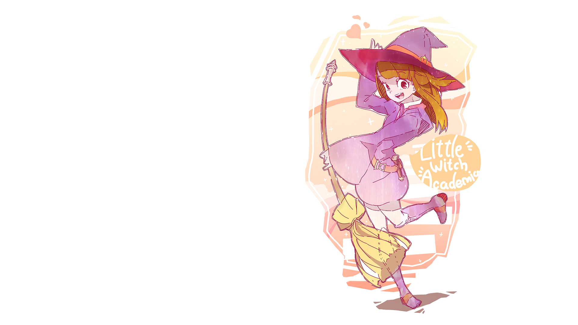 Little Witch Academia Anime Girls Anime Simple Background Witch Hat White Background 1920x1080