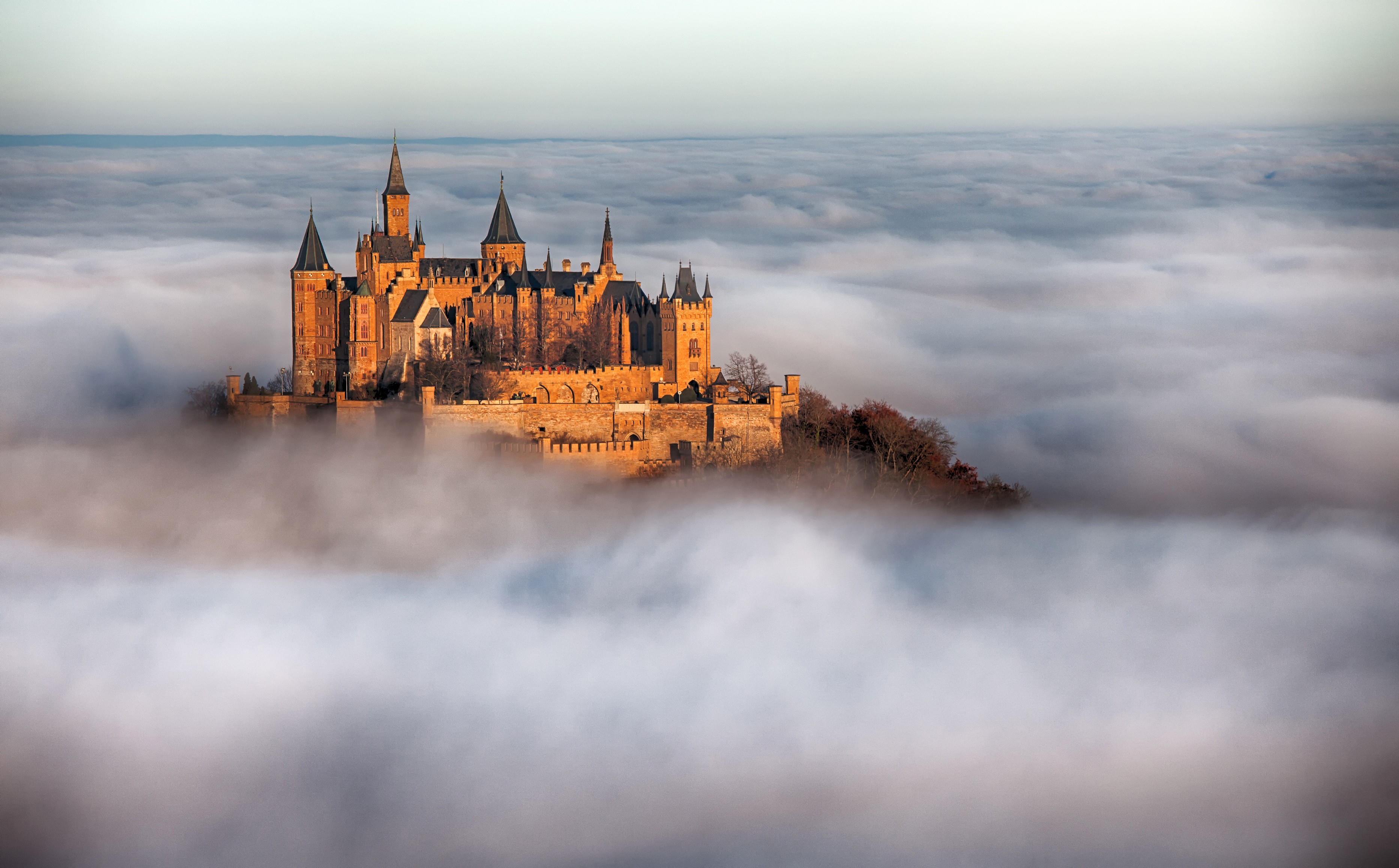 Building Castle Germany Mist Burg Hohenzollern 3730x2315
