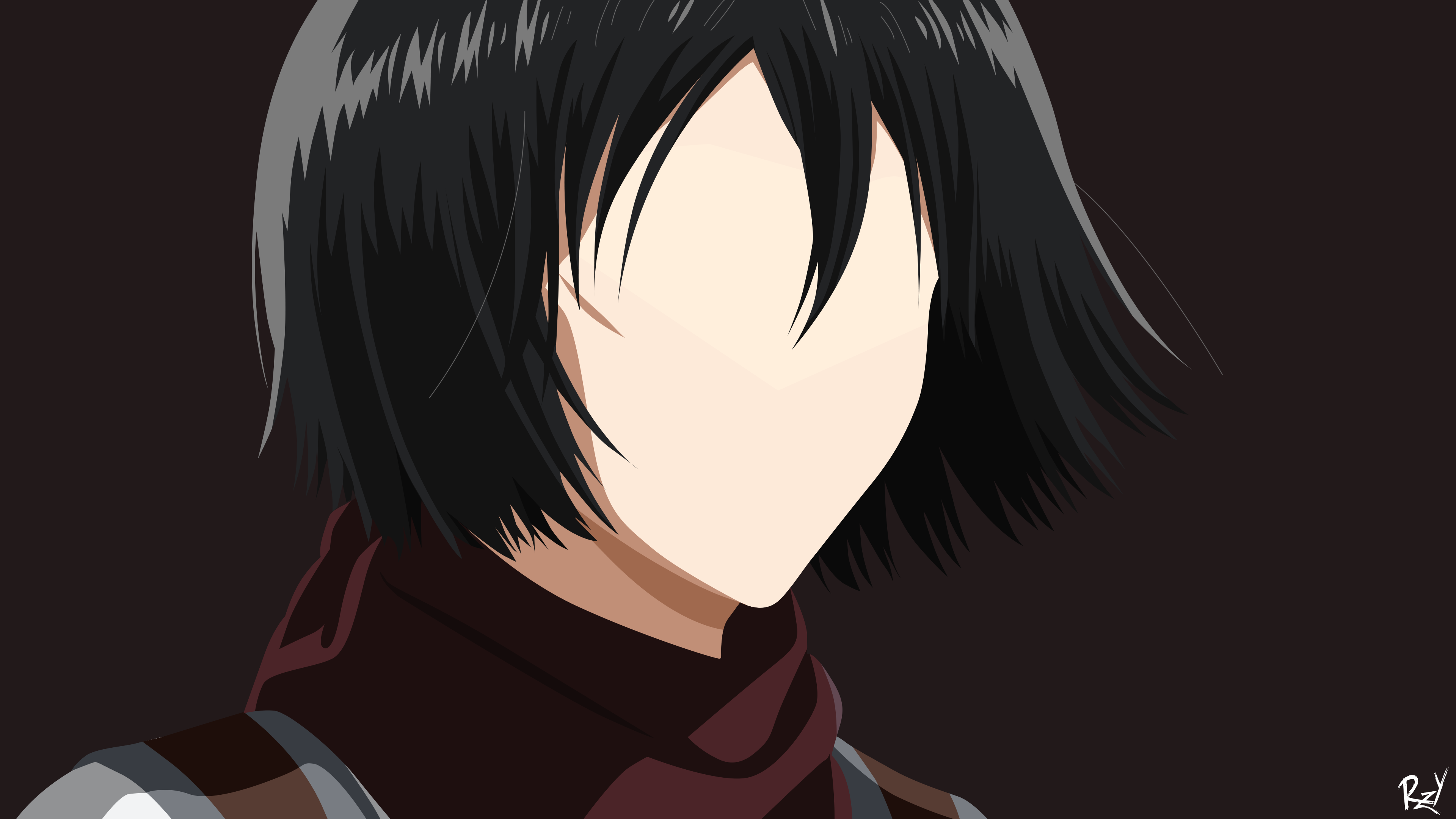 Anime Anime Girls Shingeki No Kyojin Attack On Titans Mikasa Ackerman Minimalism 3840x2160