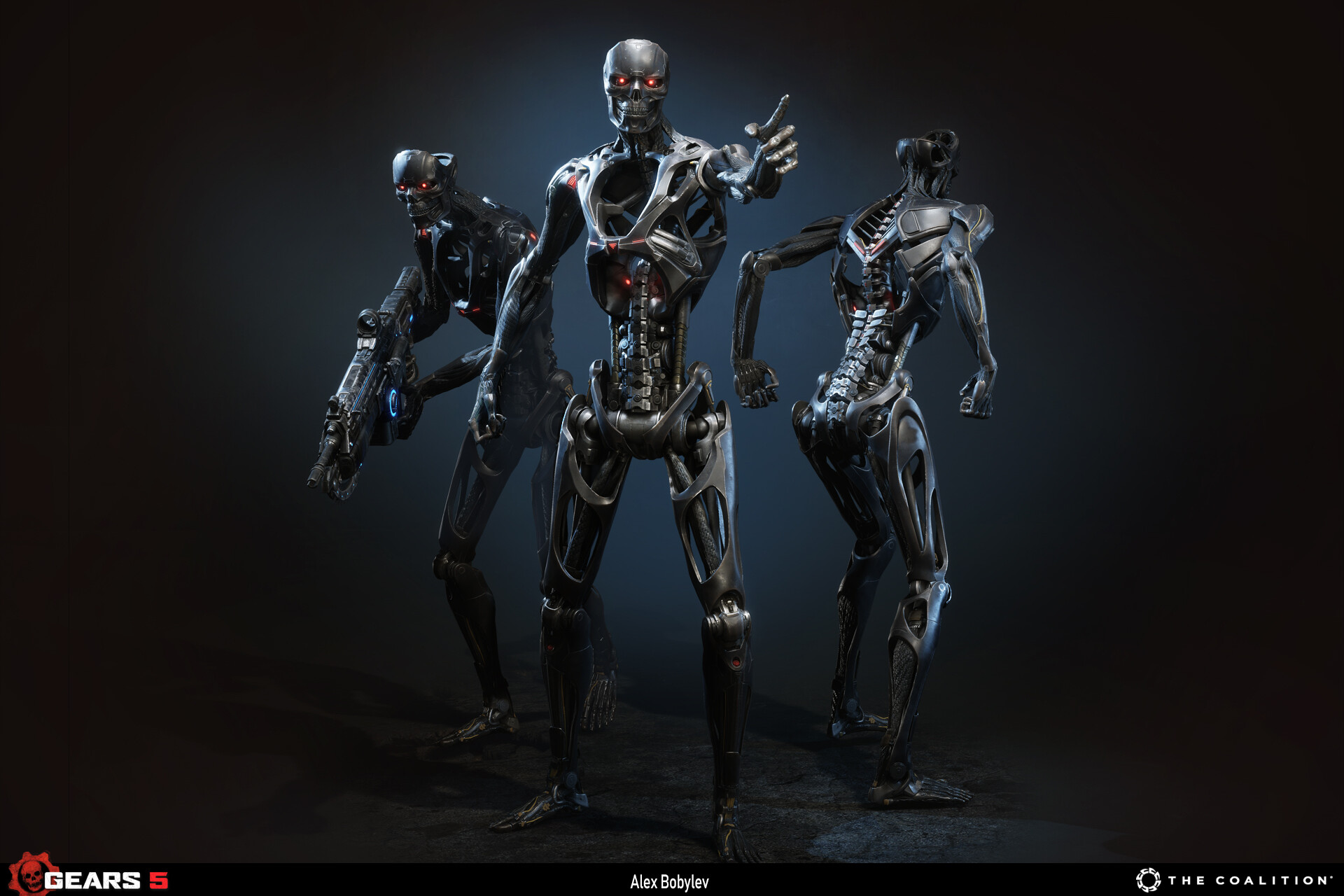 Render Terminator Dark Fate Terminator Endoskeleton 3D Machine Futuristic Alex Bobylev 1920x1280