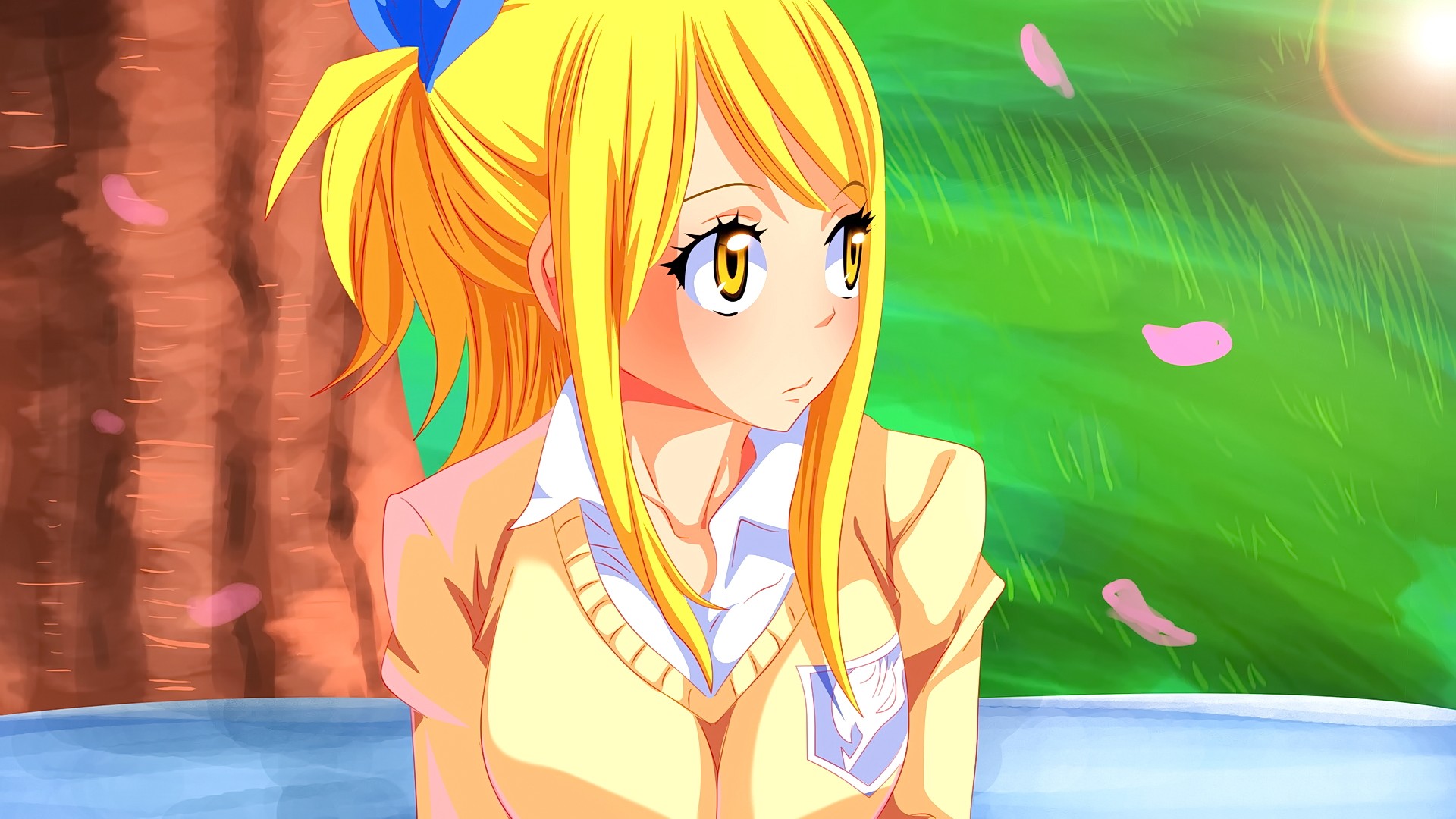 Anime Anime Girls Fairy Tail Heartfilia Lucy Blonde Yellow Eyes Long Hair Looking Away 1920x1080