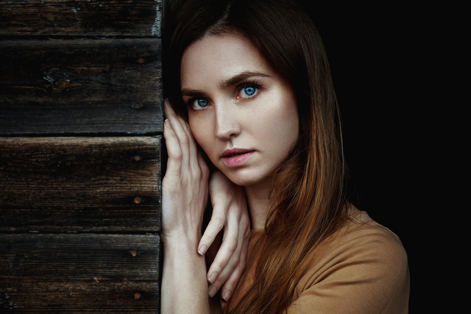 Women Blue Eyes Face Portrait Long Hair Ann Nevreva 2000x1333