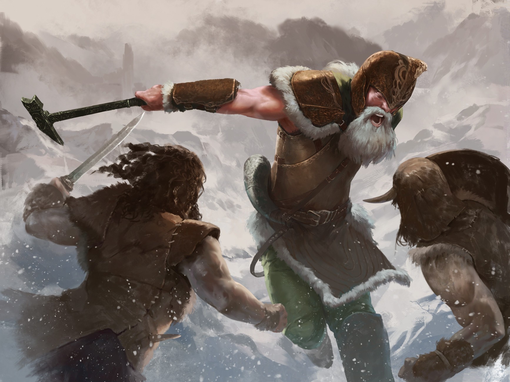 Fantasy Art Warrior Fantasy Men Beards Snow 1734x1300