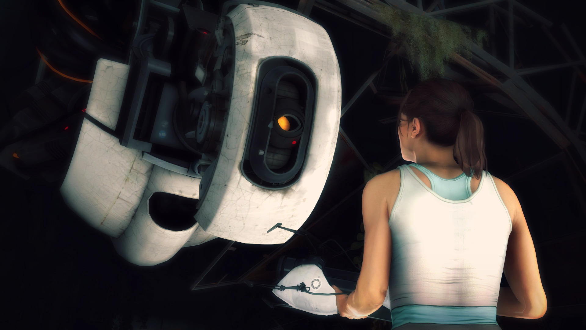 Portal Game GLaDOS Chell Face To Face 1920x1080