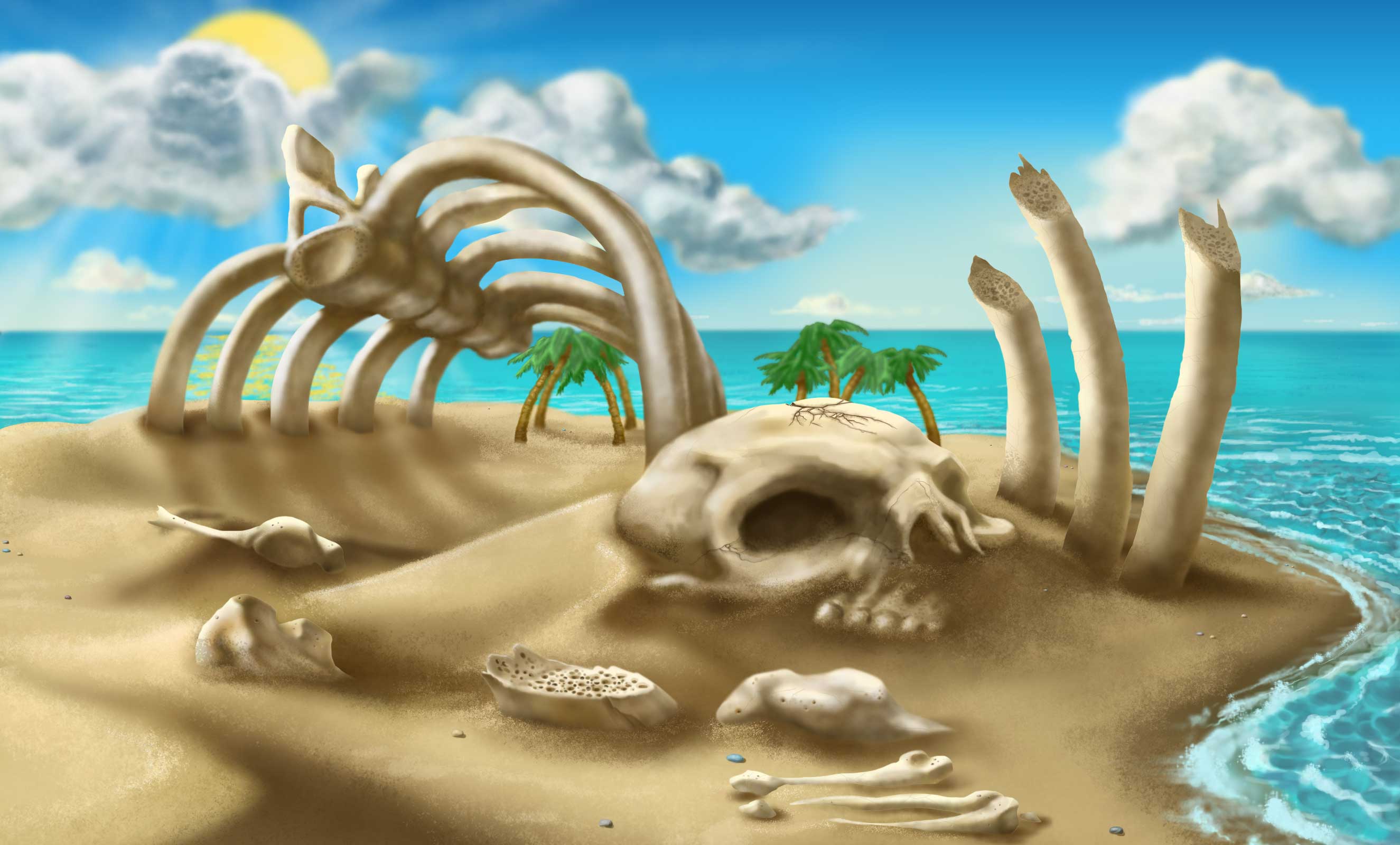 Video Game Art Miscrits Island Skull Artwork 2650x1600