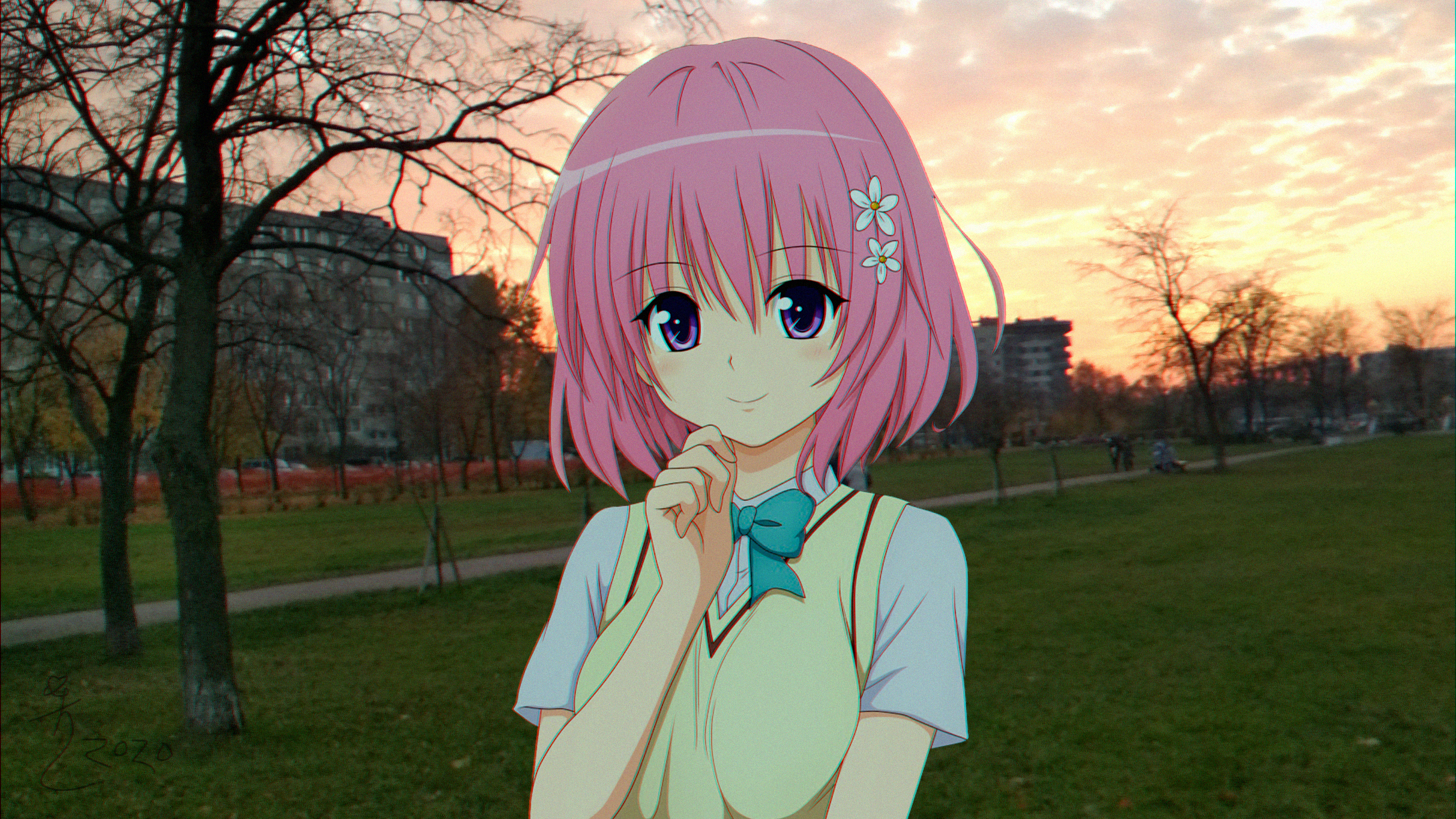 Anime Anime Irl Anime Girls Park Russia Sunset 3120x1755