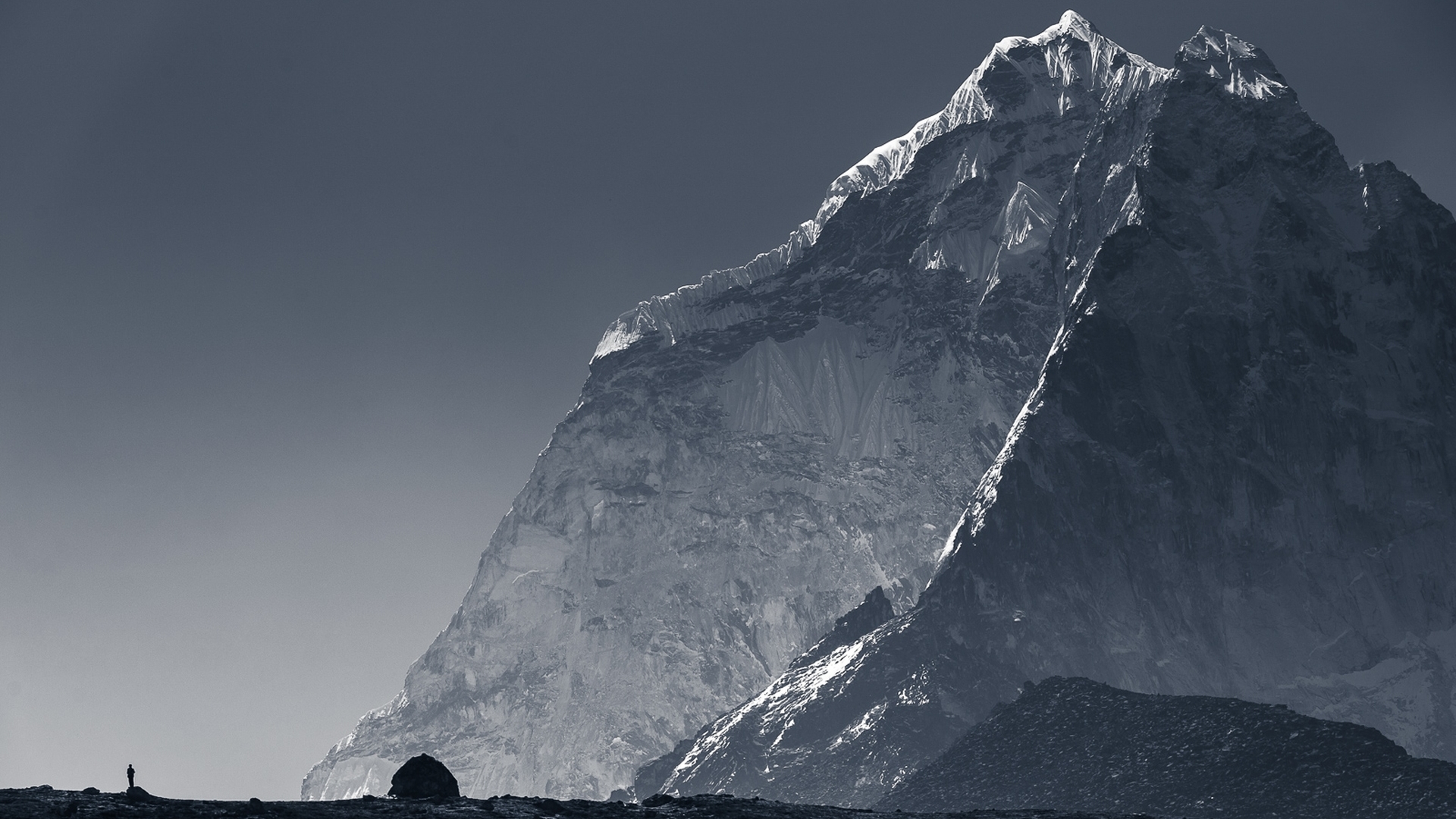 Silhouette Mountains Mist Snow Nepal 1920x1080