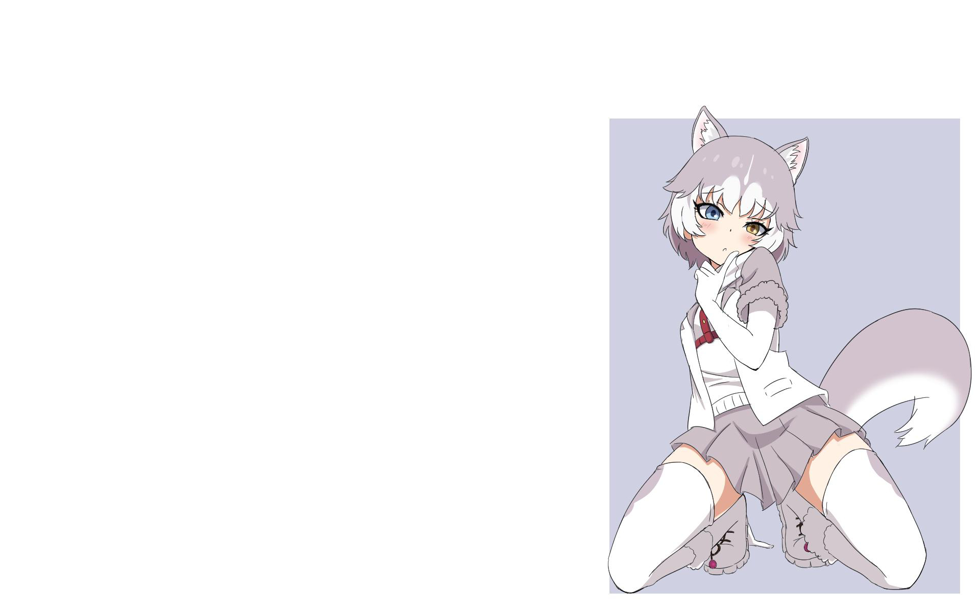 Anime Anime Girls White Background Simple Background Animal Ears Heterochromia Kemono Friends Zettai 1920x1200