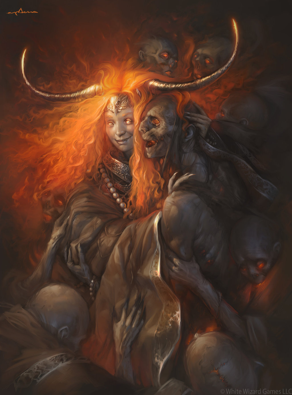 Apterus Drawing Women Corpse Redhead Horror Horns 1024x1382