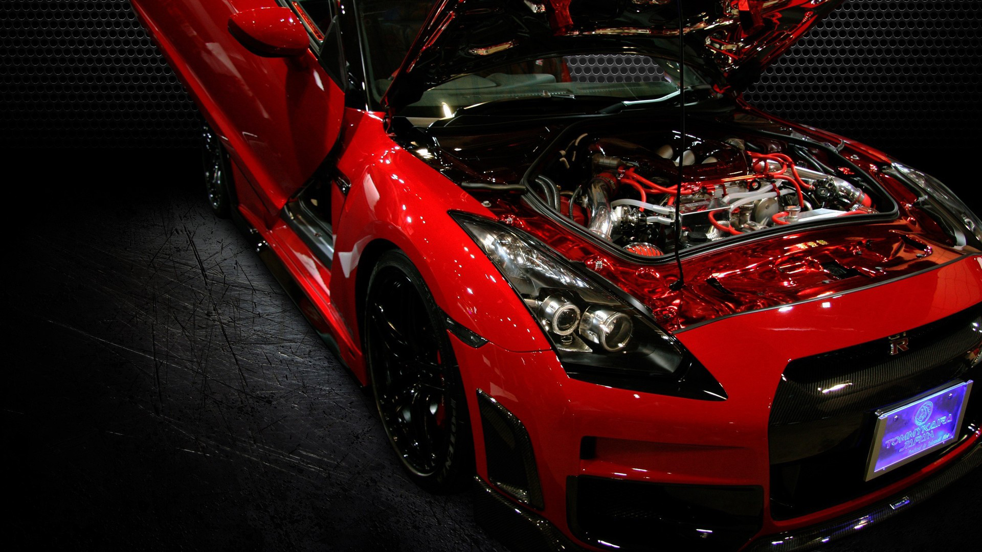 Nissan GTR Nissan Car Vehicle Red Cars Engines 1920x1080