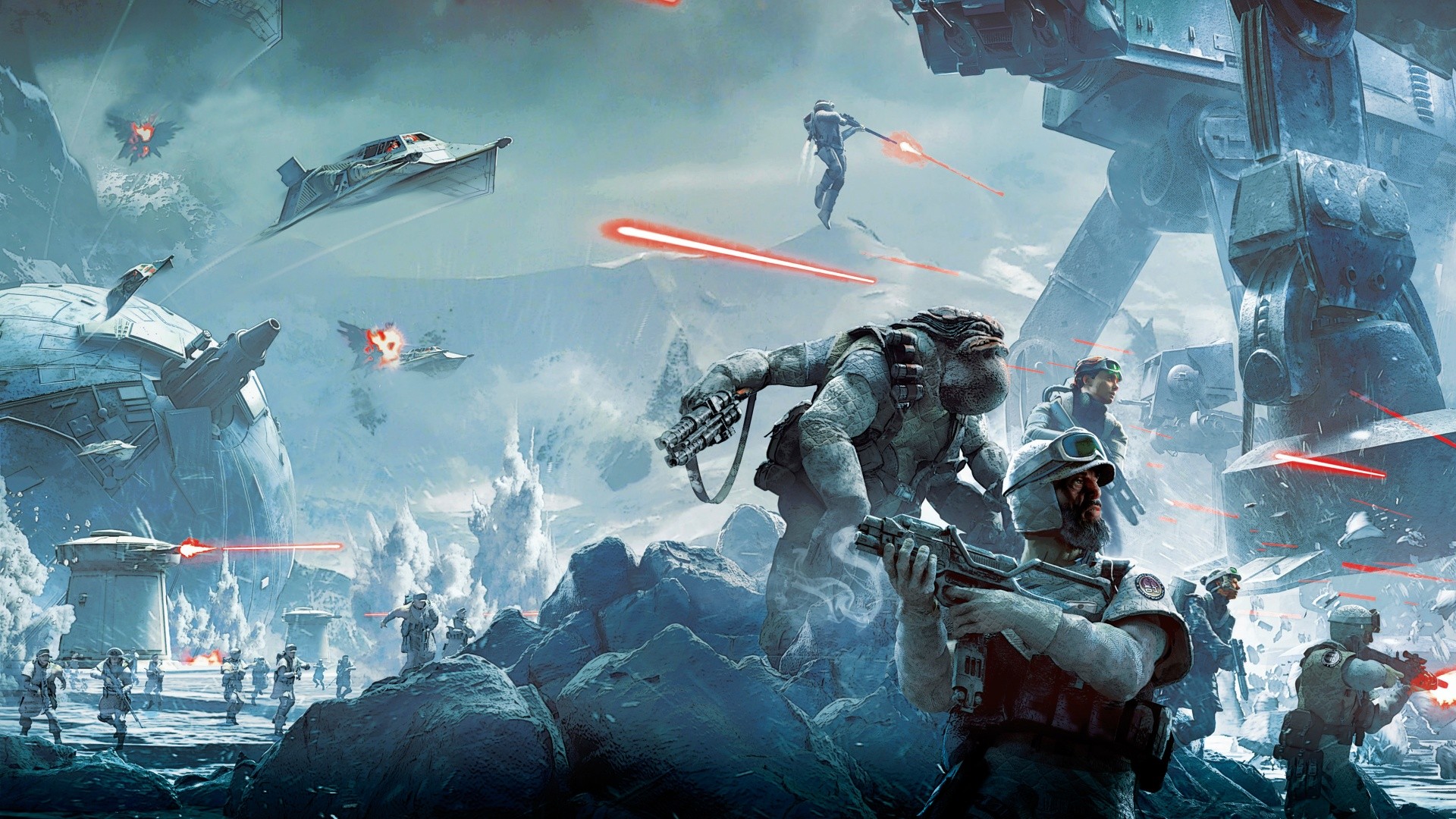 Star Wars Video Games Battle Hoth Science Fiction Video Game Art 1920x1080