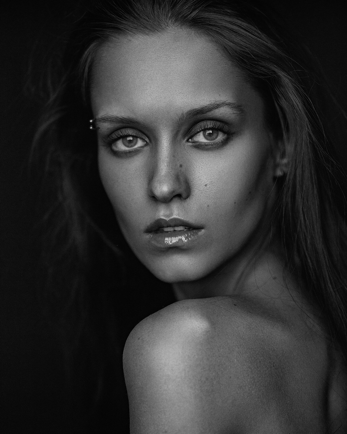 Women Model Face Portrait Aleksey Trifonov Monochrome 1200x1500