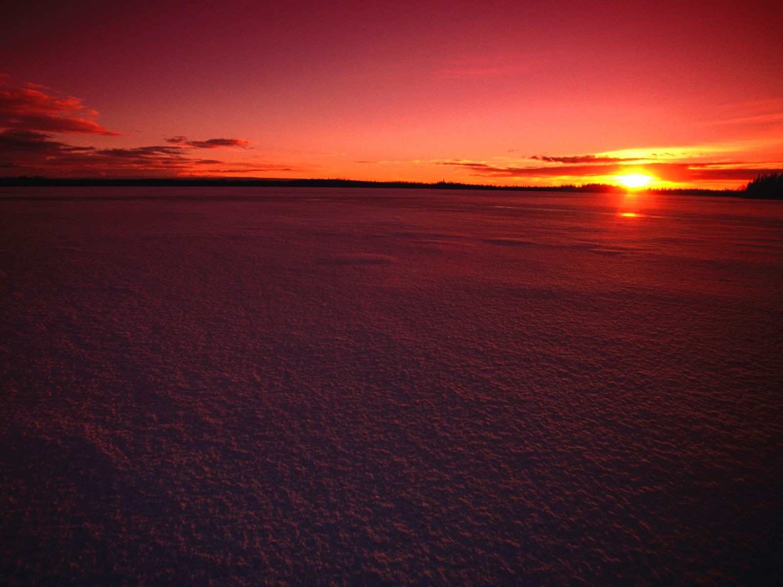 Sunset Landscape Plains Purple Sky Snow 1600x1200