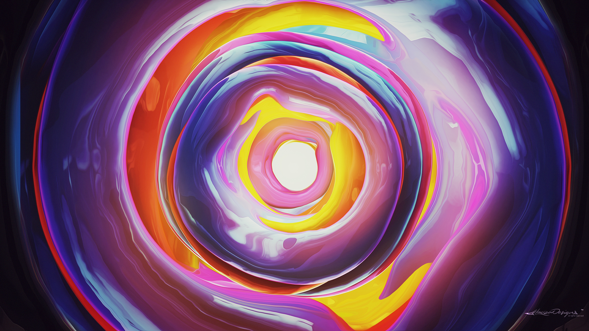 Liquid Lacza Digital Art Abstract Circle Artwork Vortex Colorful Spiral 1920x1080