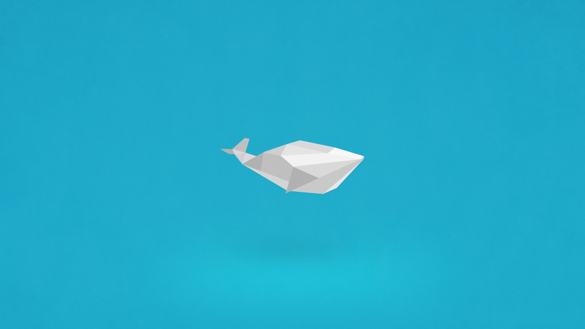 Low Poly Artwork Origami Minimalism Digital Art Whale Simple Background Blue Background Cyan Cyan Ba 1920x1080