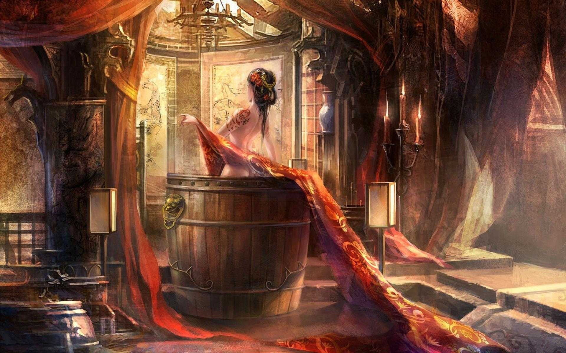 Fantasy Art Fantasy Girl In Bathtub Bathtub Tattoo 1920x1200