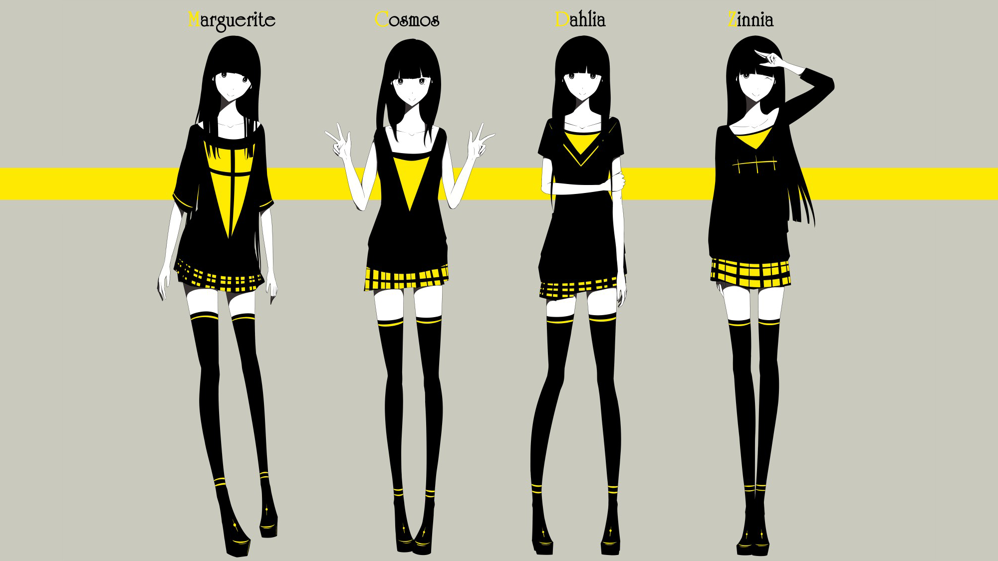 Haru Anime Girls Original Characters Simple Background Dress Long Hair Skirt Shirt Thigh Highs 2000x1125