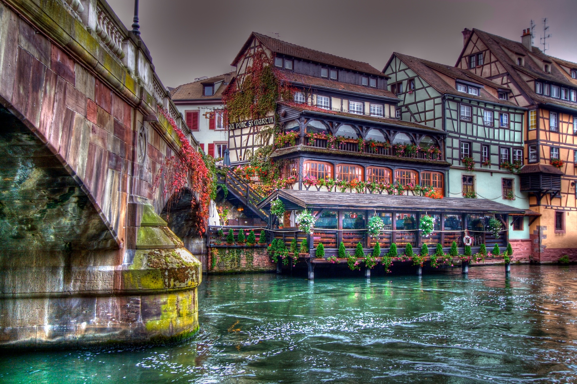 Man Made House Colors Colorful Bridge Canal HDR France Strasbourg 1944x1294
