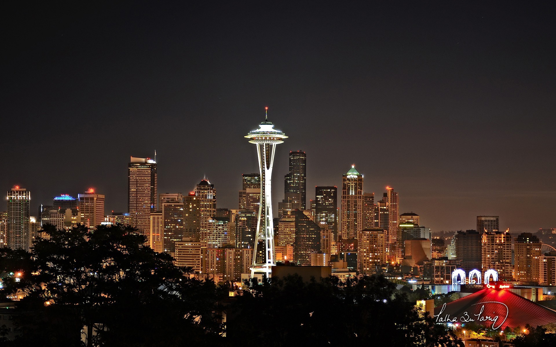 Seattle City Space Needle City Lights Night 1920x1200