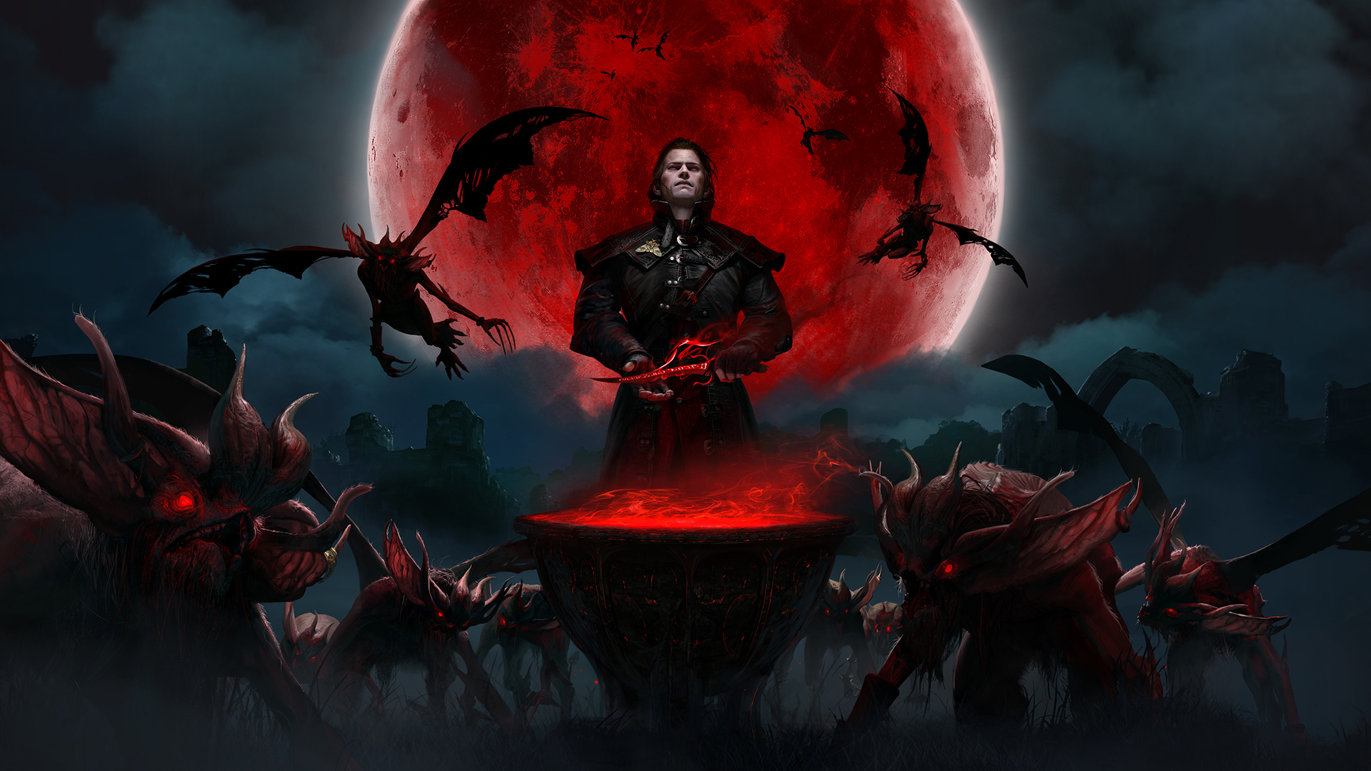 Digital Art Artwork Video Games Men Gwent Dettlaff Vampires Blood Moon The Witcher 3 Wild Hunt The W 1920x1080