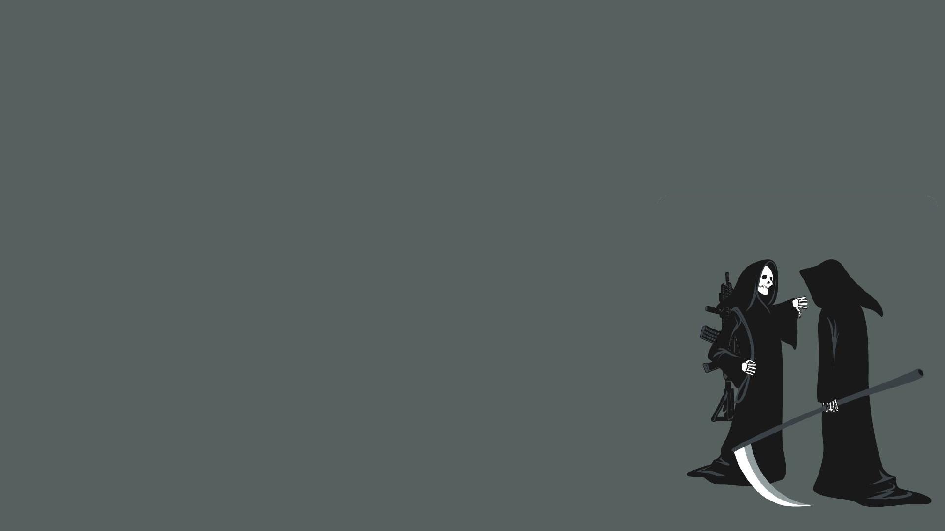 Grim Reaper Scythe Simple Background Skeleton Cloaks 1920x1080