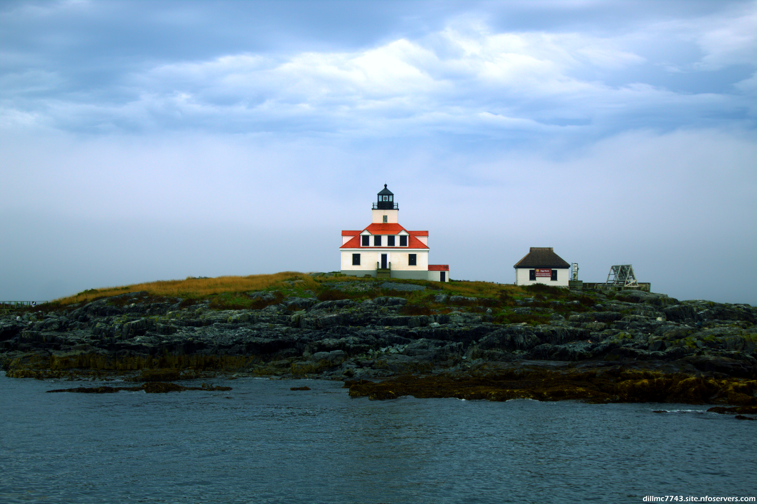 Rock Nature Light House Island Clouds Sky Maine USA 2601x1733