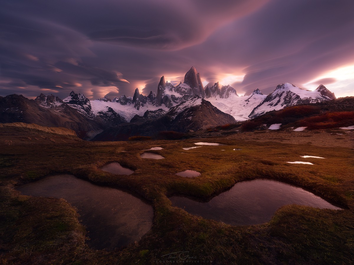 Fitz Roy Mountains Clouds Snowy Peak Patagonia Chile 1200x898