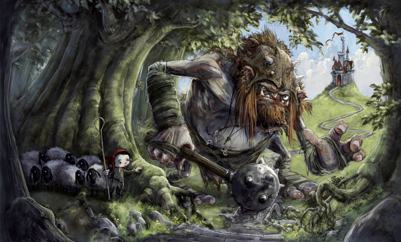 Trolls Fantasy Art Artwork Sheep Castle Forest 1600x967