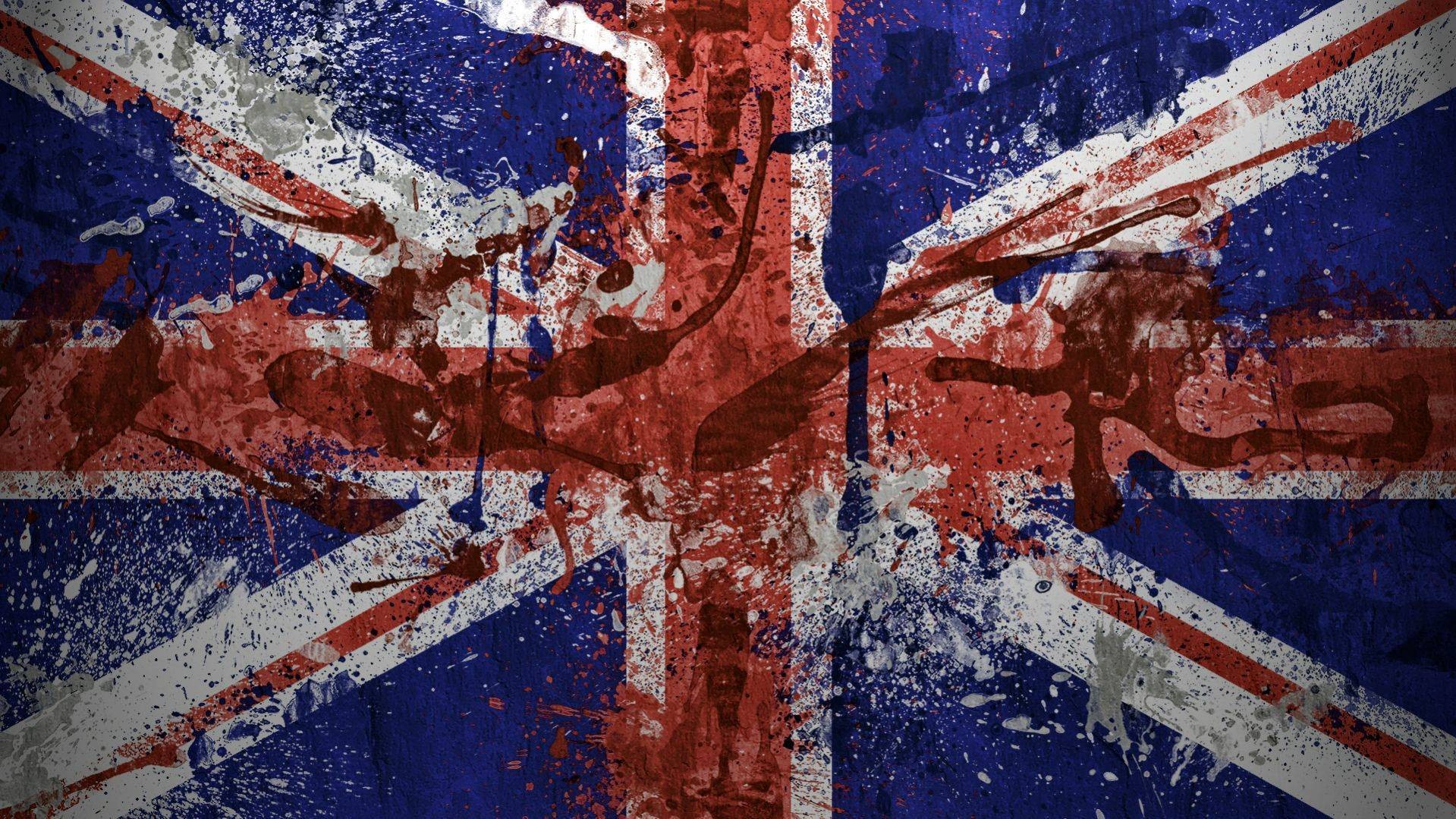 Flag UK British Flag Paint Splatter Digital Art 1919x1079