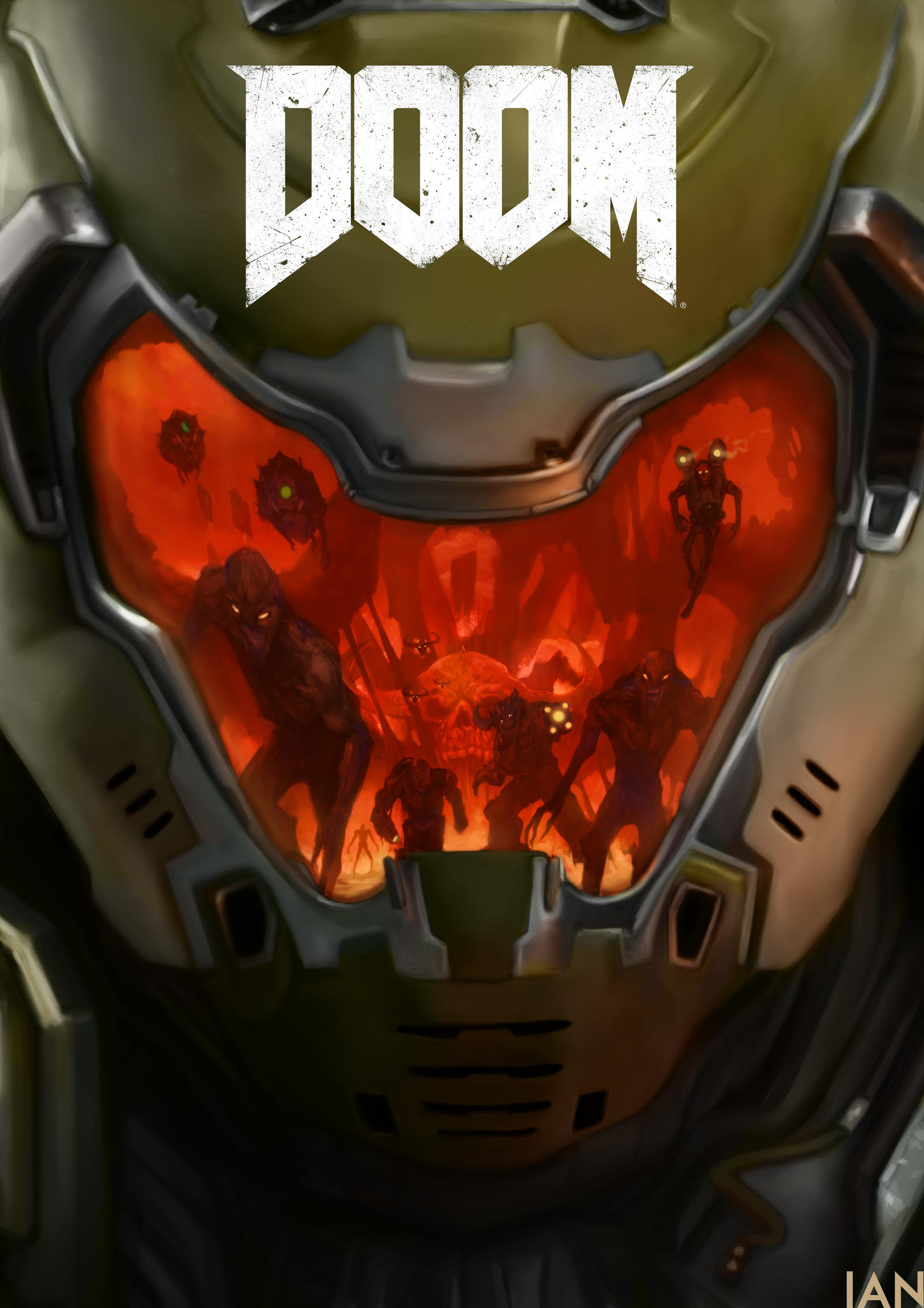 Doom Game Doom 4 Doom 2016 Doom Slayer Fantasy Armor Demon Hell Digital Art Video Game Art First Per 1600x2264