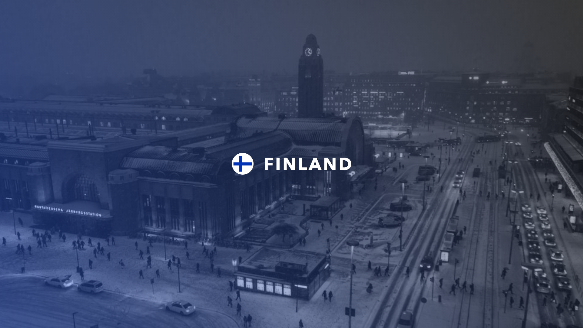 Finland Monochrome Gradient Railway Station Helsinki Capital 1920x1080