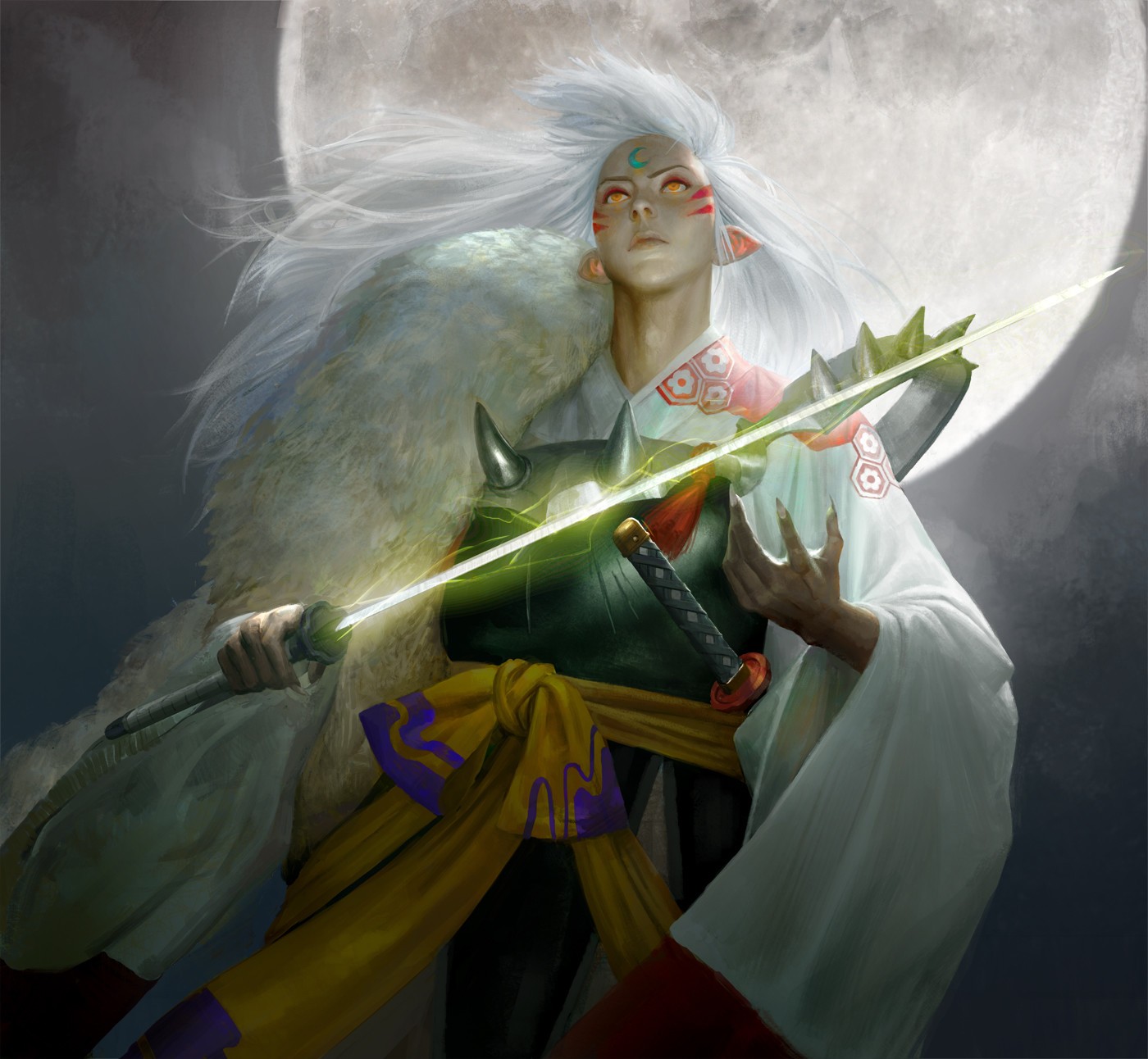 Fantasy Art Magic Warrior Sword Sesshomaru 1400x1292