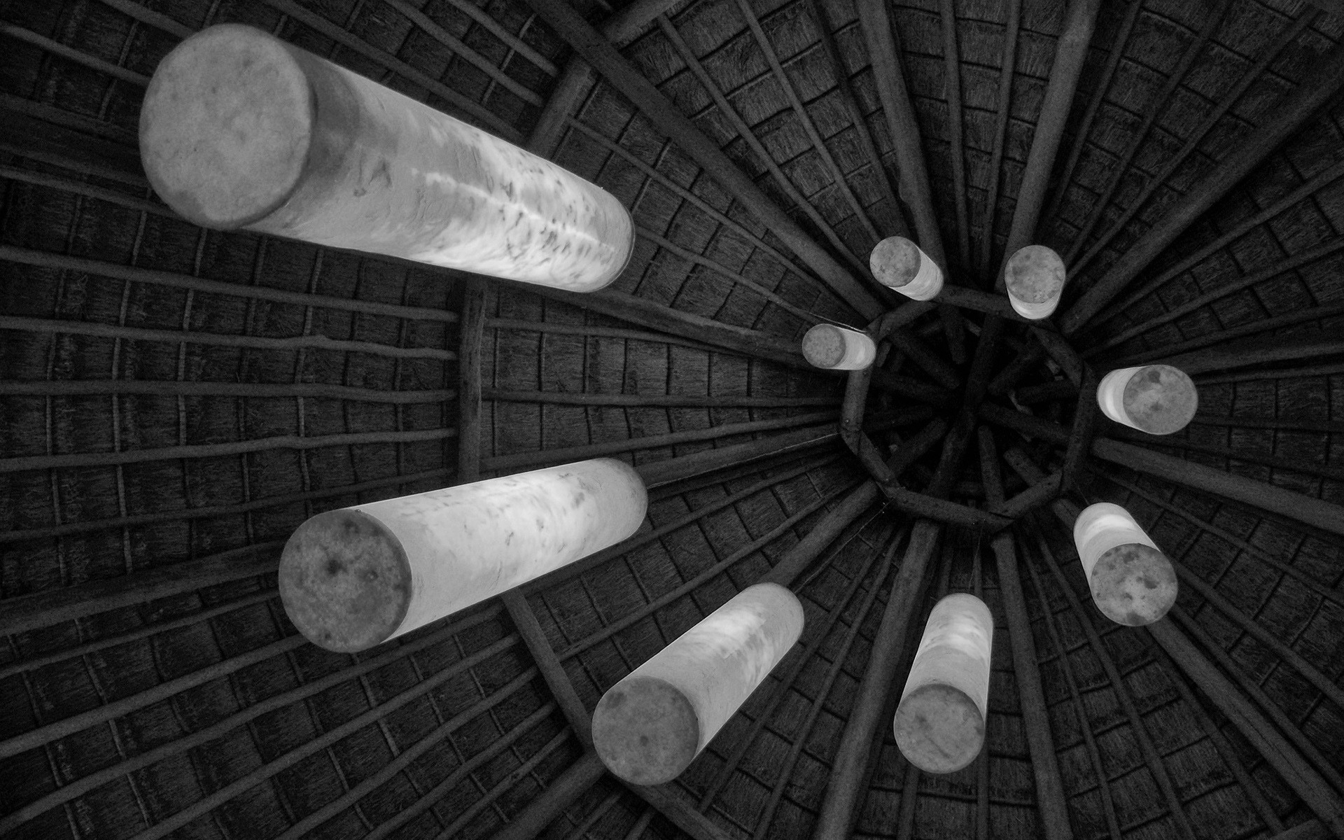 Simple Monochrome Rooftops Wooden Surface 1920x1200