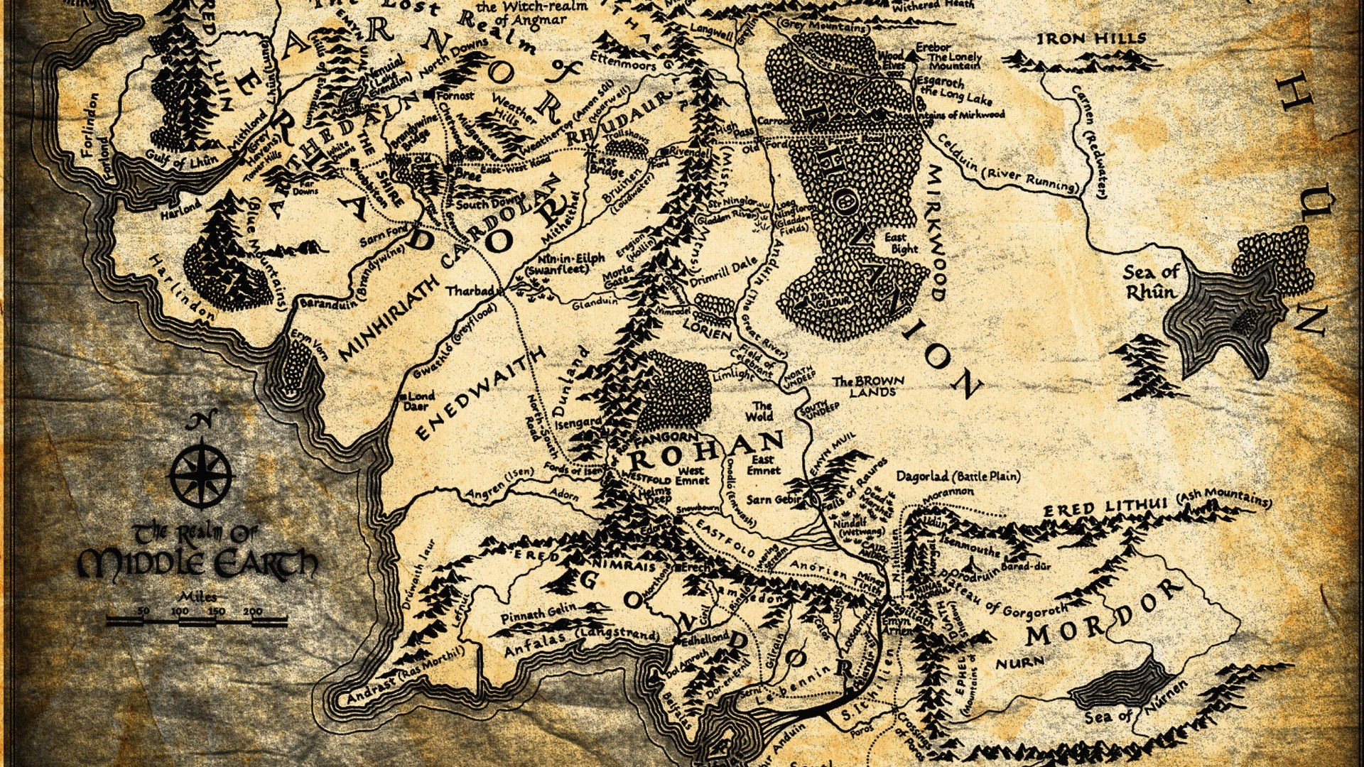 Middle Earth Map The Lord Of The Rings 1920x1080