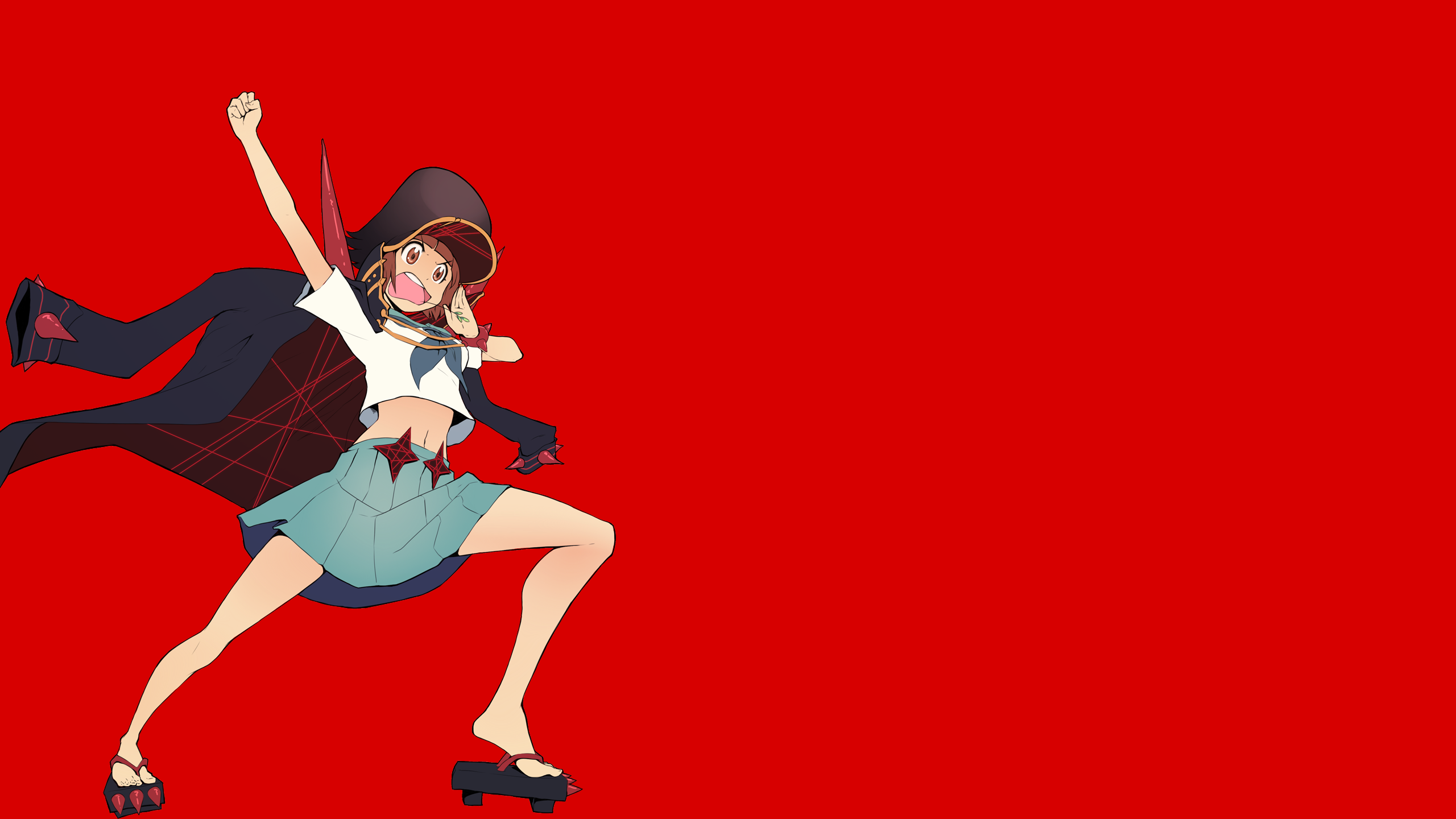 Minimalism Kill La Kill Mankanshoku Mako Anime Girls Red Background Anime 2560x1440