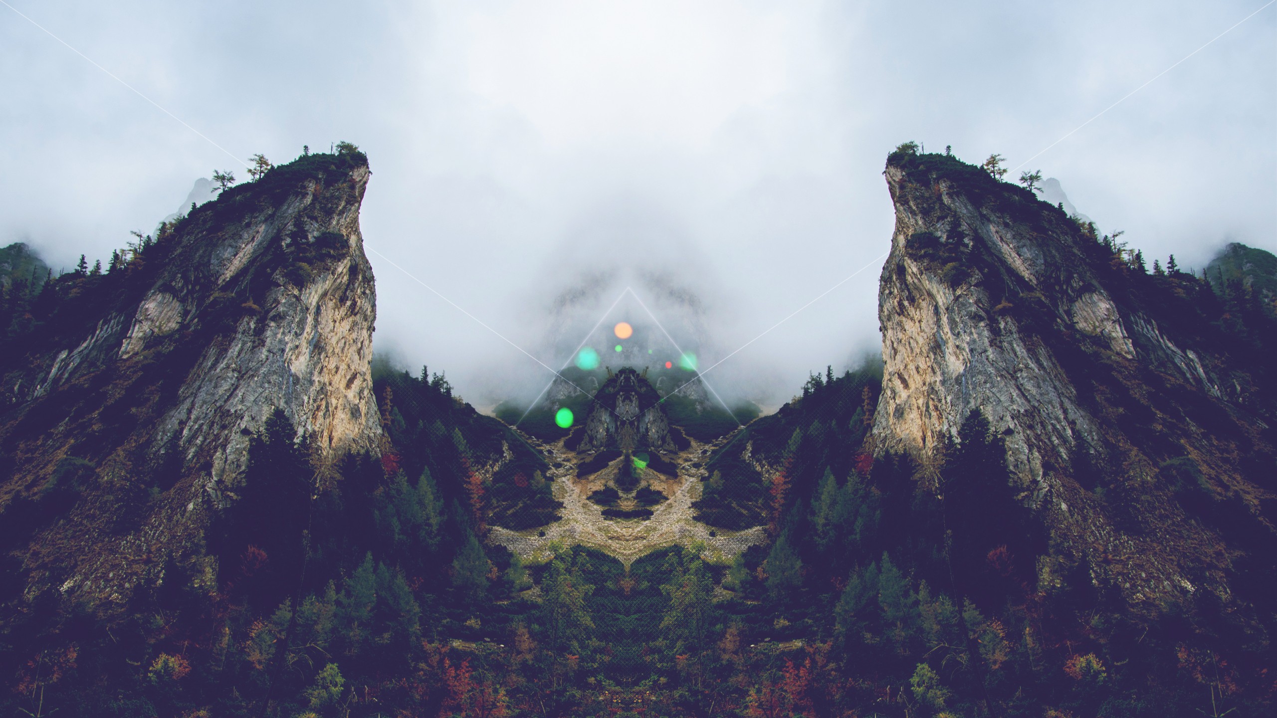 Mountains Forest Mirrored Prism 2560x1440