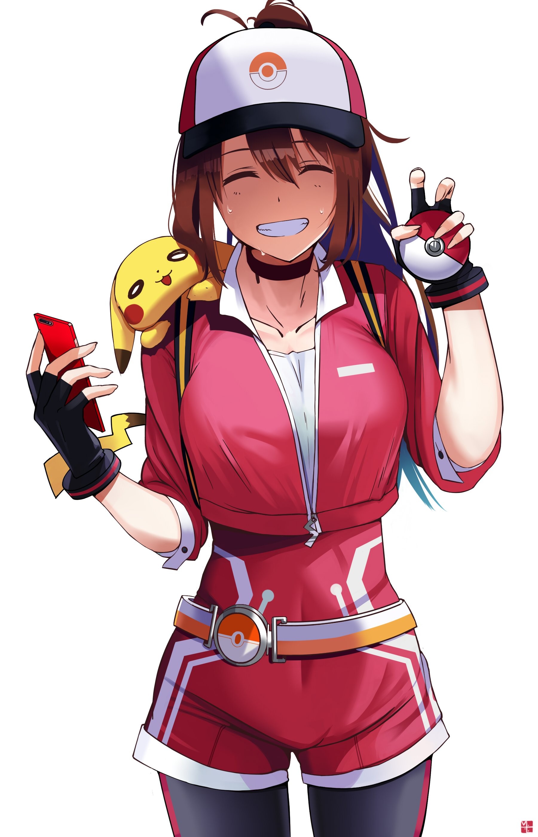 Anime Anime Girls Pokemon Pokemon Go Pokemon Trainers Pikachu Baseball Caps Smartphone Short Hair Br 1800x2800