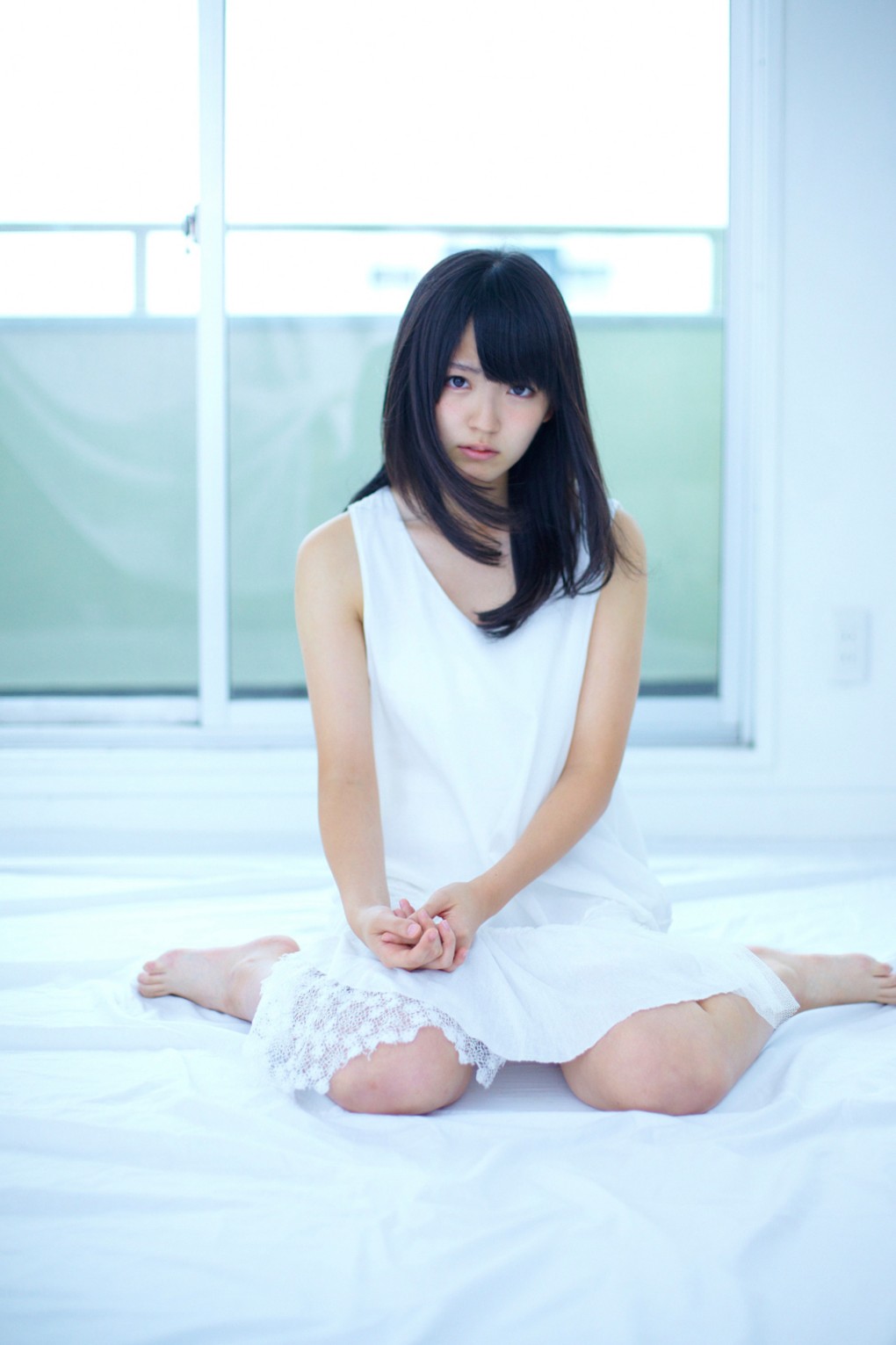Airi Suzuki Asian Women White Dress Sitting Long Hair Japanese Women Japanese 1020x1531