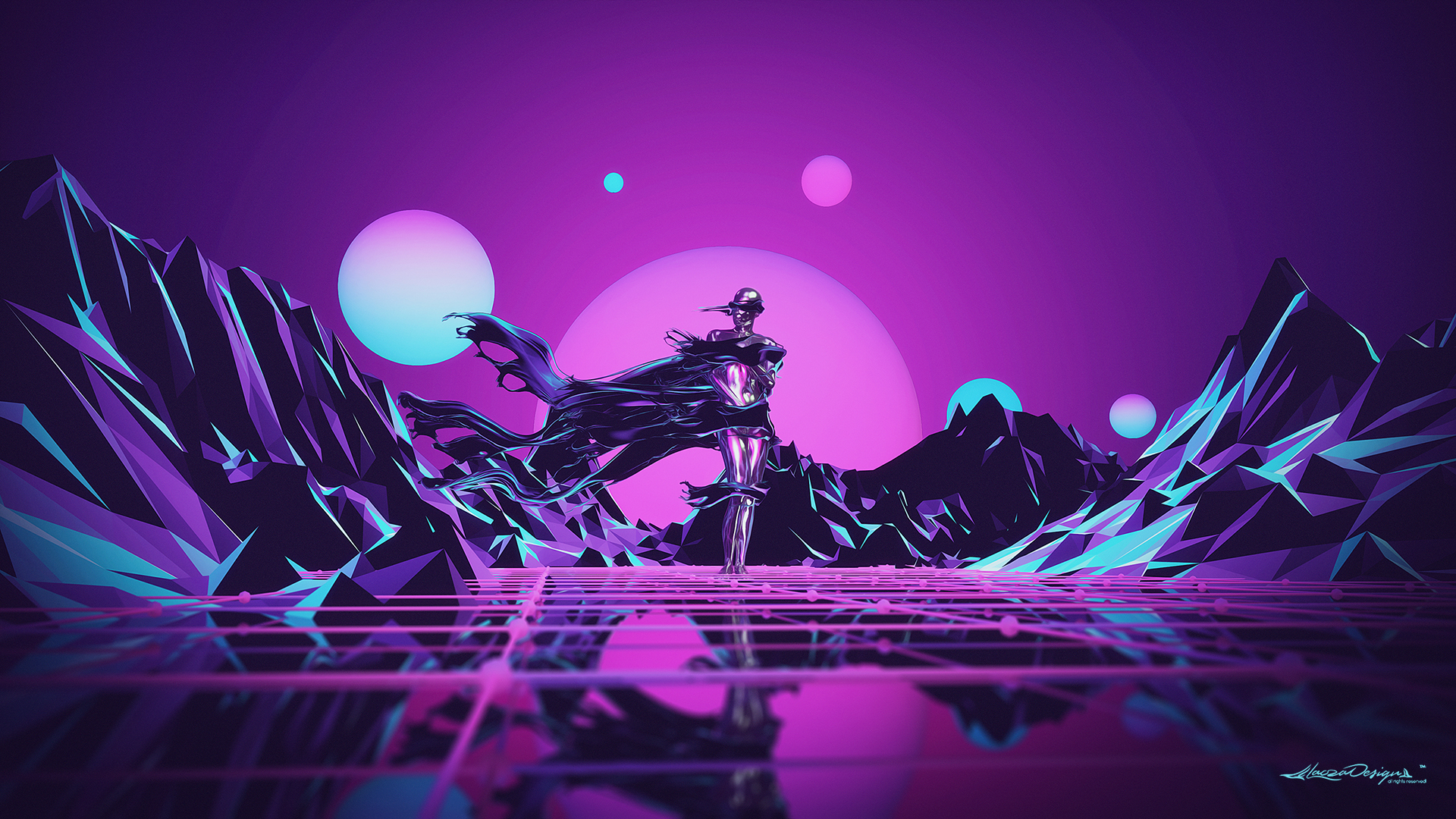 Abstract Lacza Low Poly Retro Style 1920x1080