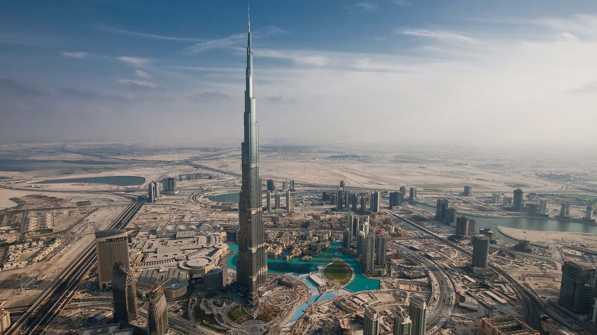 Dubai Burj Khalifa Skyscraper Cityscape Aerial View 1920x1080