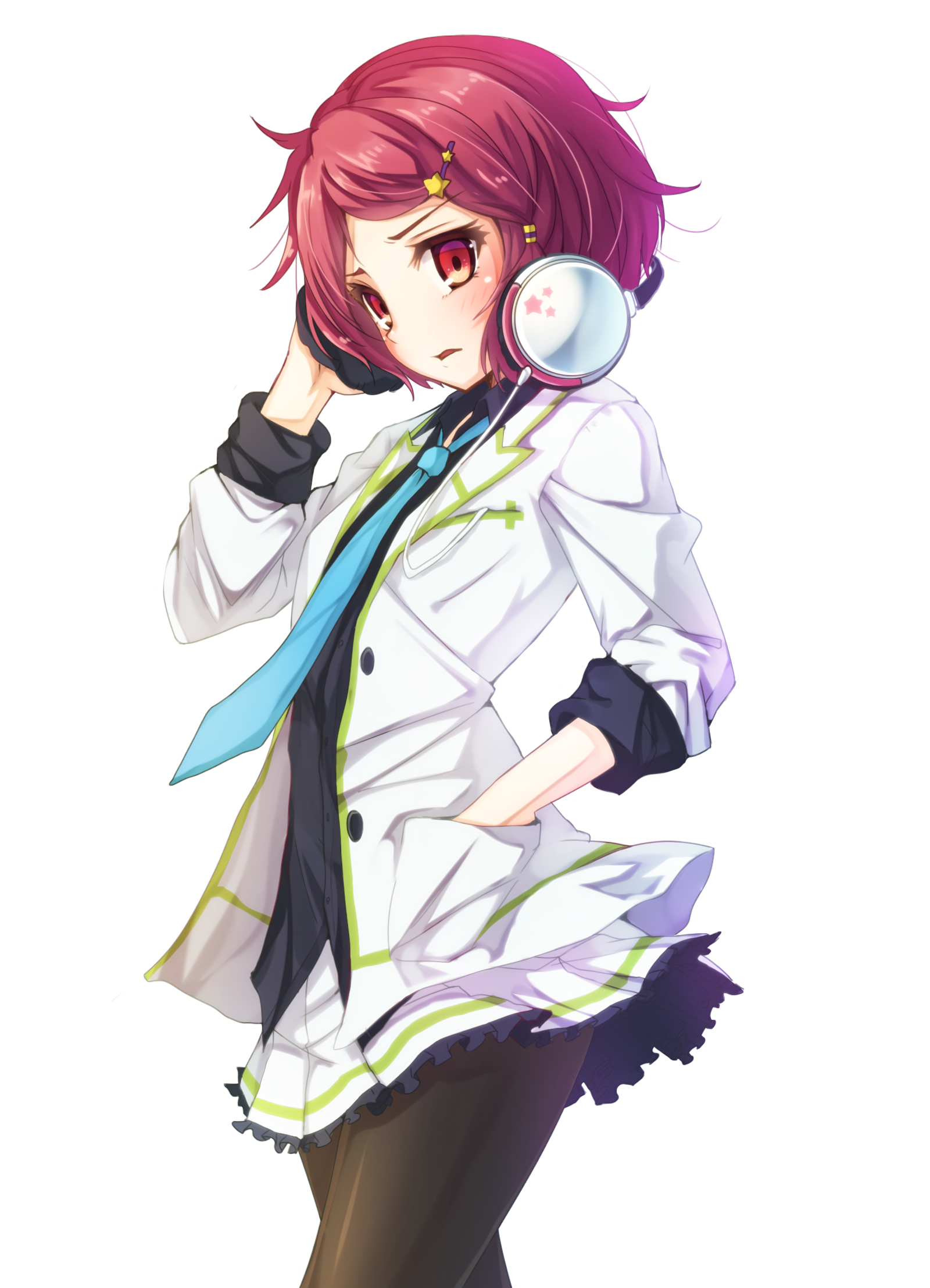 Anime Anime Girls Short Hair Redhead Headphones Red Eyes Skirt Musaigen No Phantom World Minase Koit 1600x2214