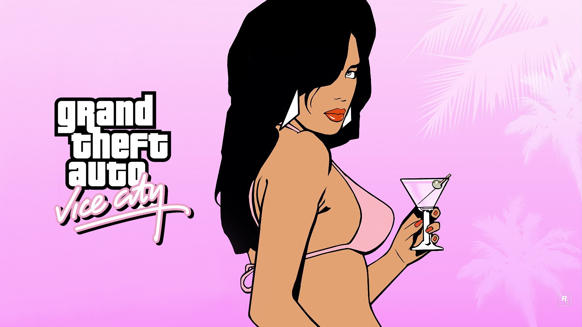 Grand Theft Auto Vice City Grand Theft Auto Video Games Video Game Art Pink Background 1920x1080