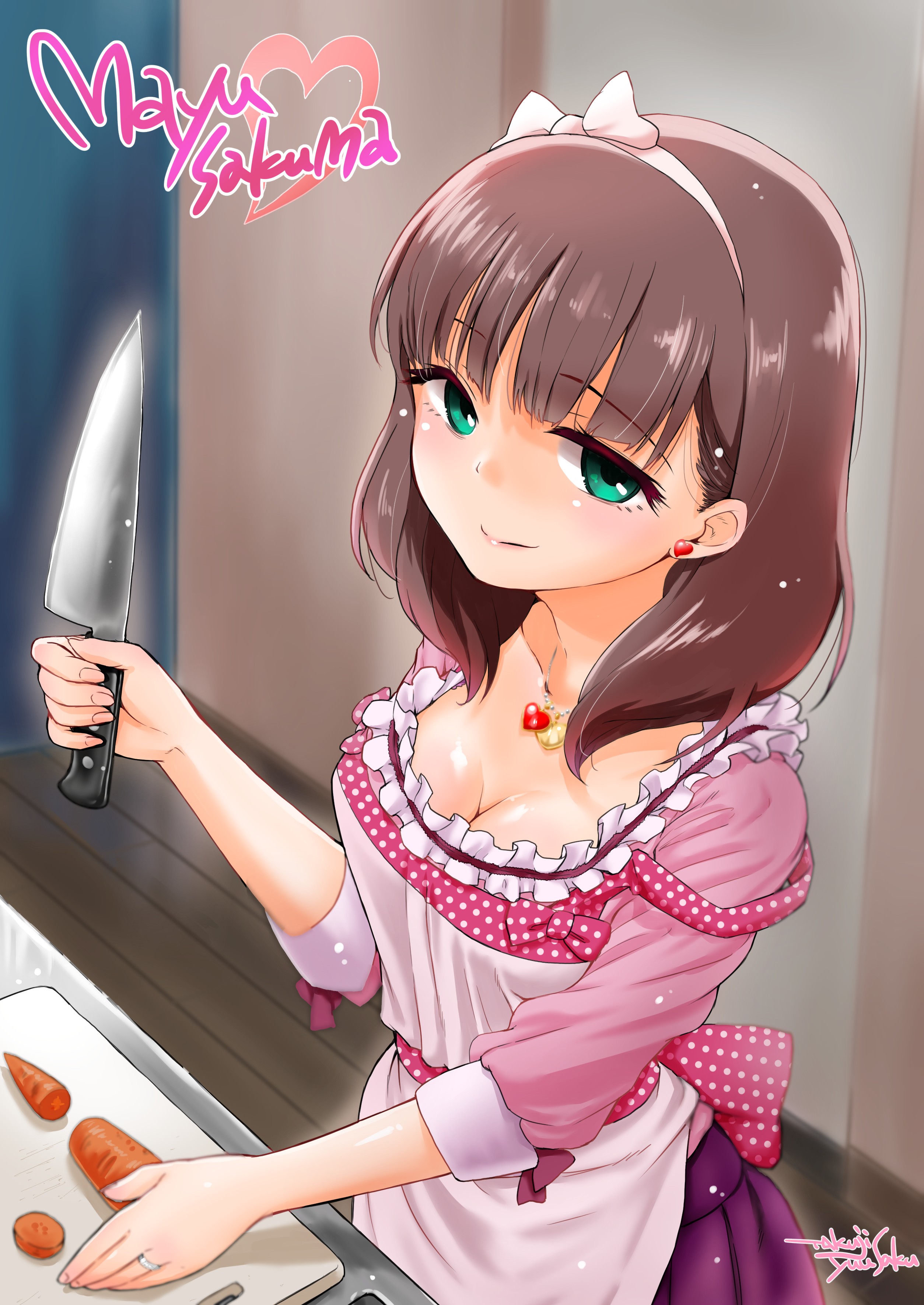 Anime Anime Girls Sakuma Mayu THE IDOLM STER THE IDOLM STER Cinderella Girls Knife Short Hair 2508x3541