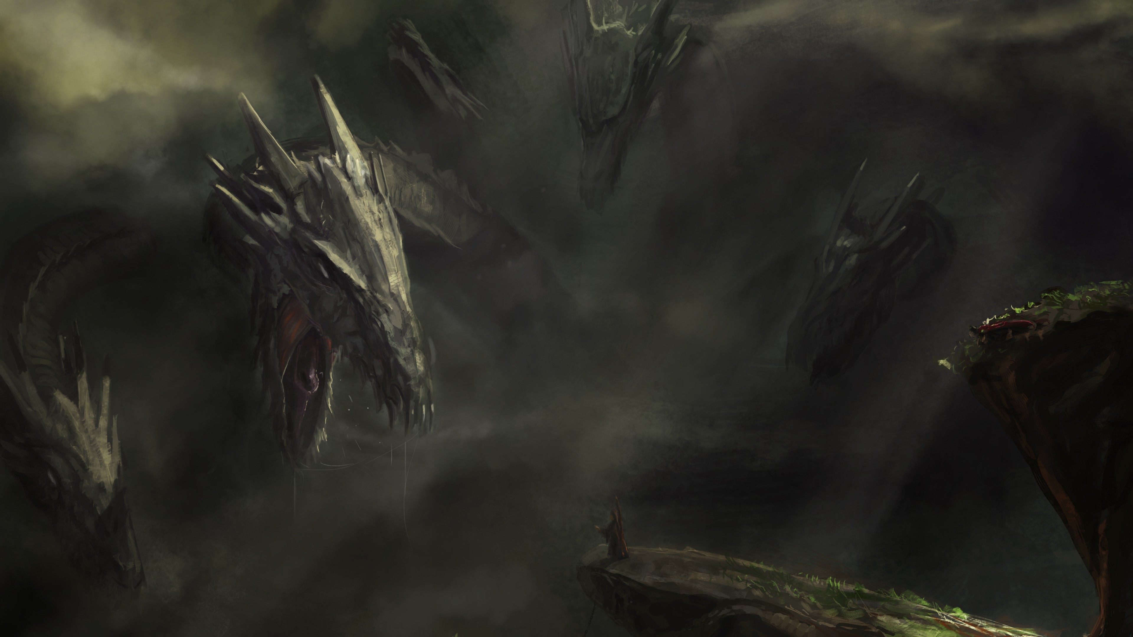 Fantasy Art Dragon Creature Hydra Digital Art Demon 3840x2160
