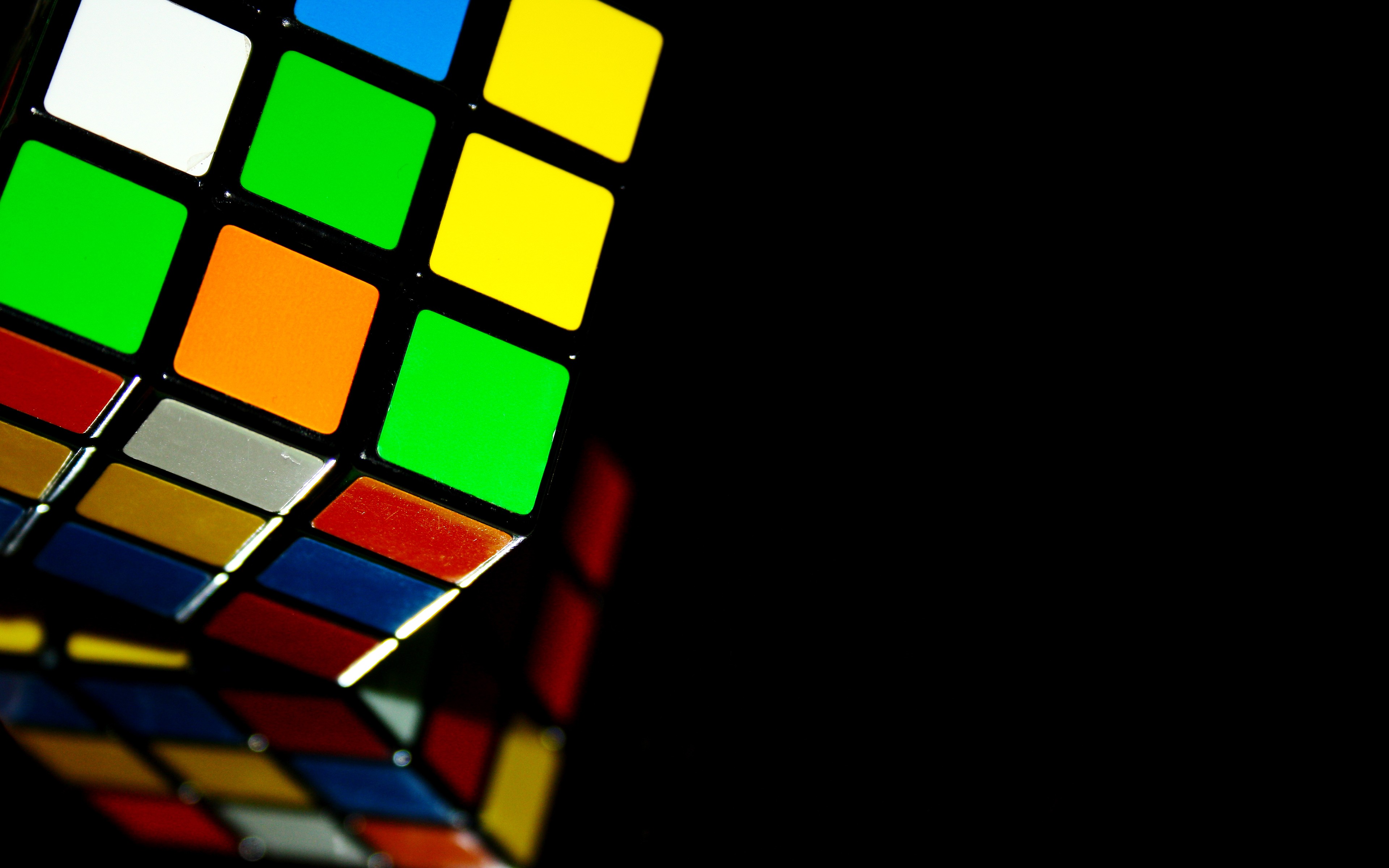 Rubiks Cube Puzzles Colorful Simple Background Reflection Cube 3840x2400